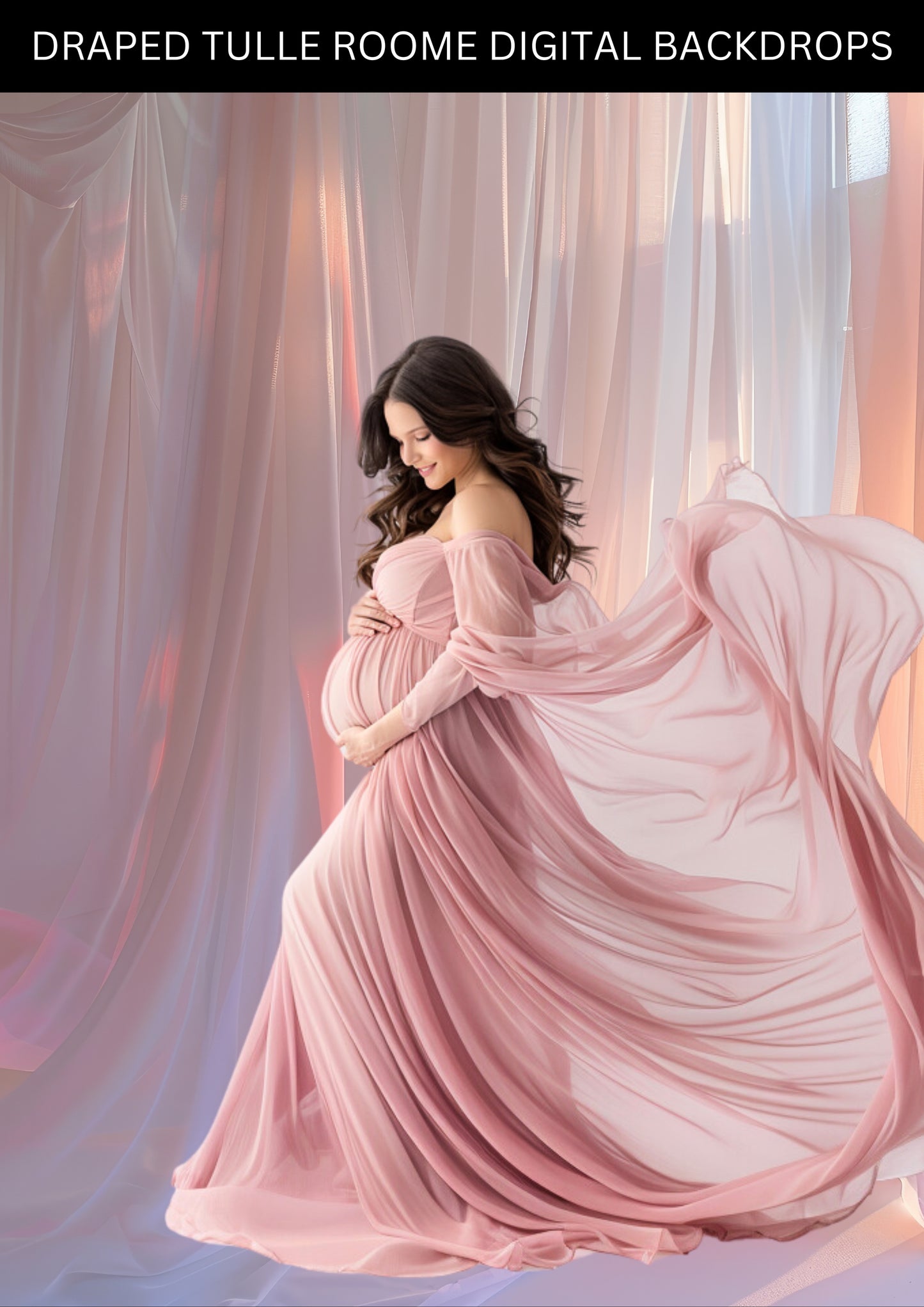 30 Draped Tulle Room Maternity Fine Art Backdrop Overlays