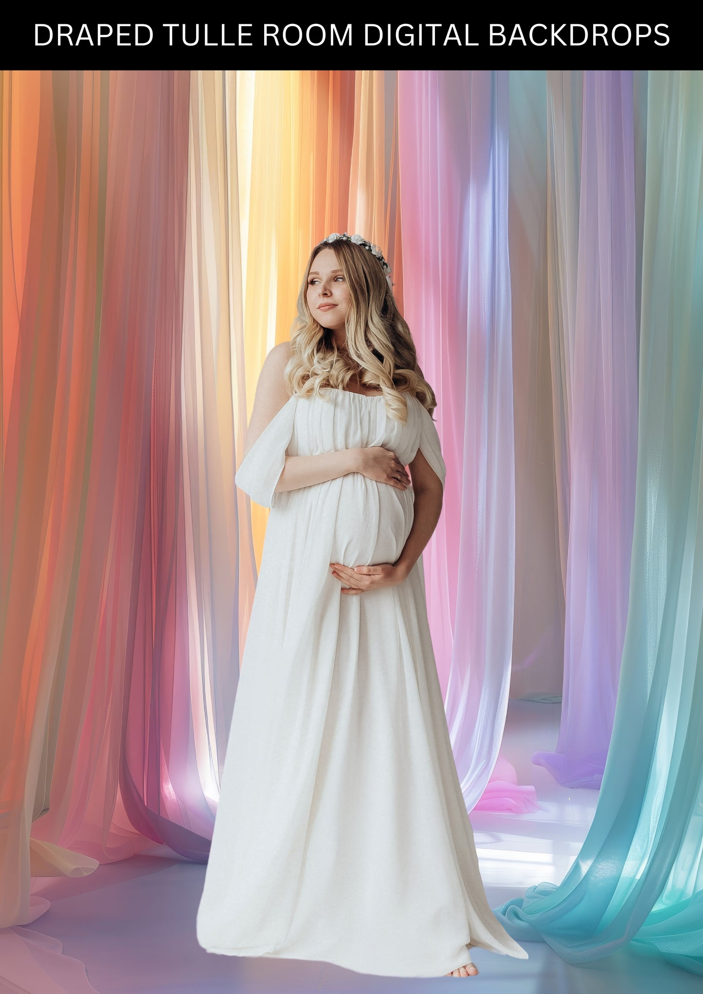 30 Draped Tulle Room Maternity Fine Art Backdrop Overlays