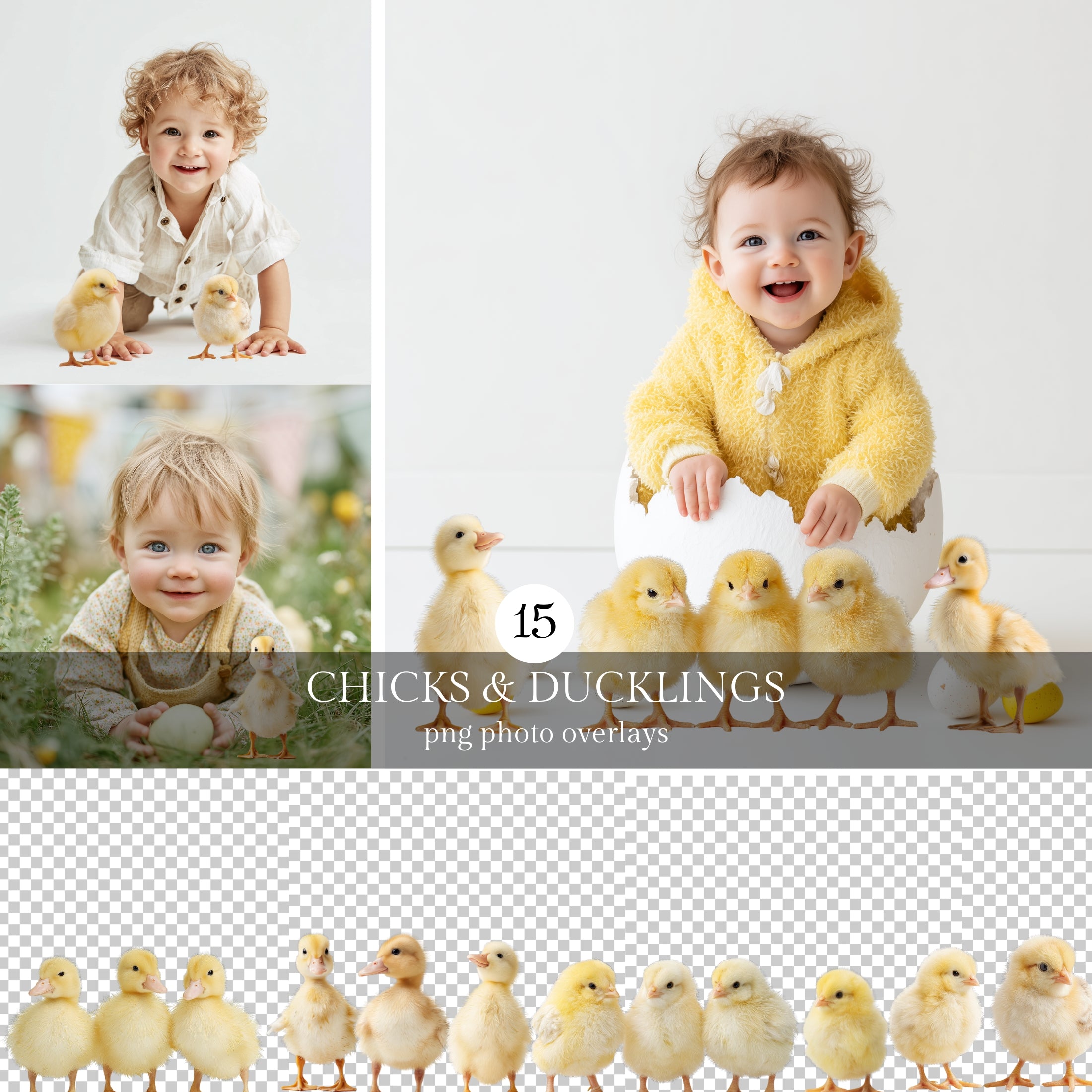 Easter Chicks and Ducklings PNG Clipart Photo Overlays