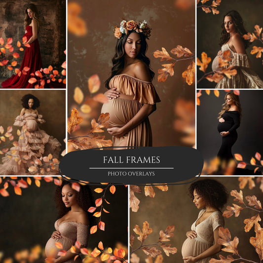 Fall Frame Photo Maternity Backdrop Overlays