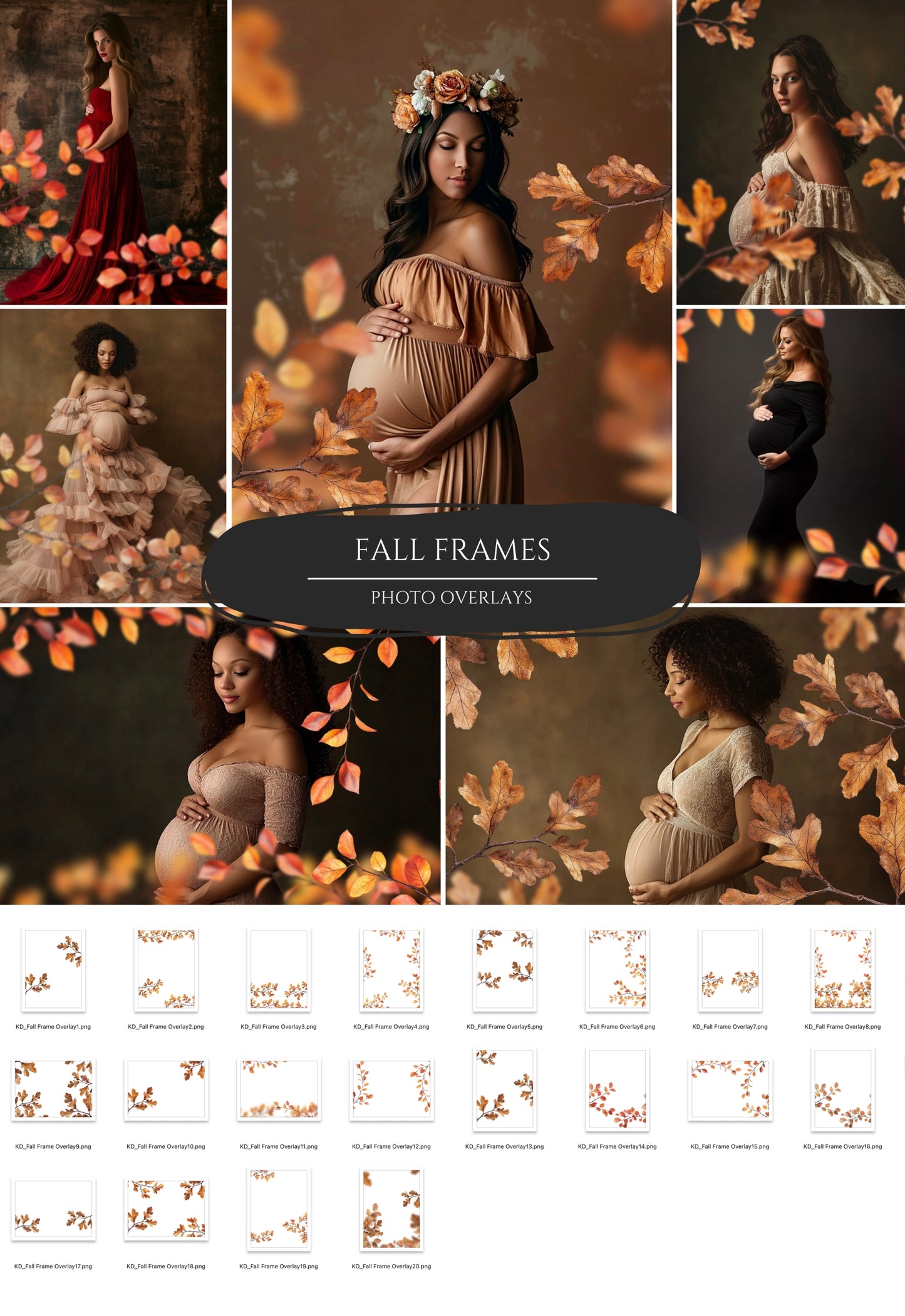 Fall Frame Photo Maternity Backdrop Overlays