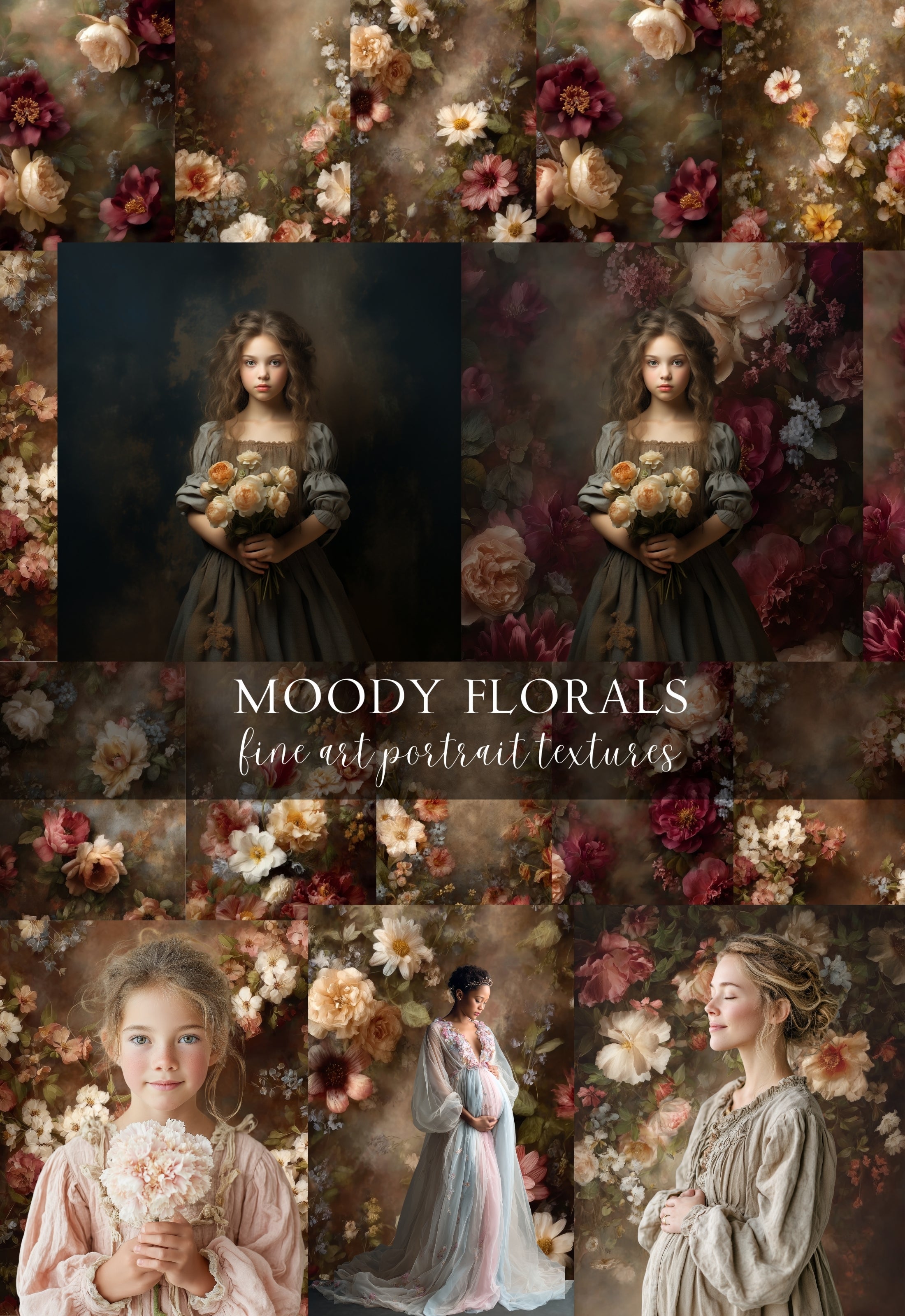 Moody Florals Fine Art Portrait Textures