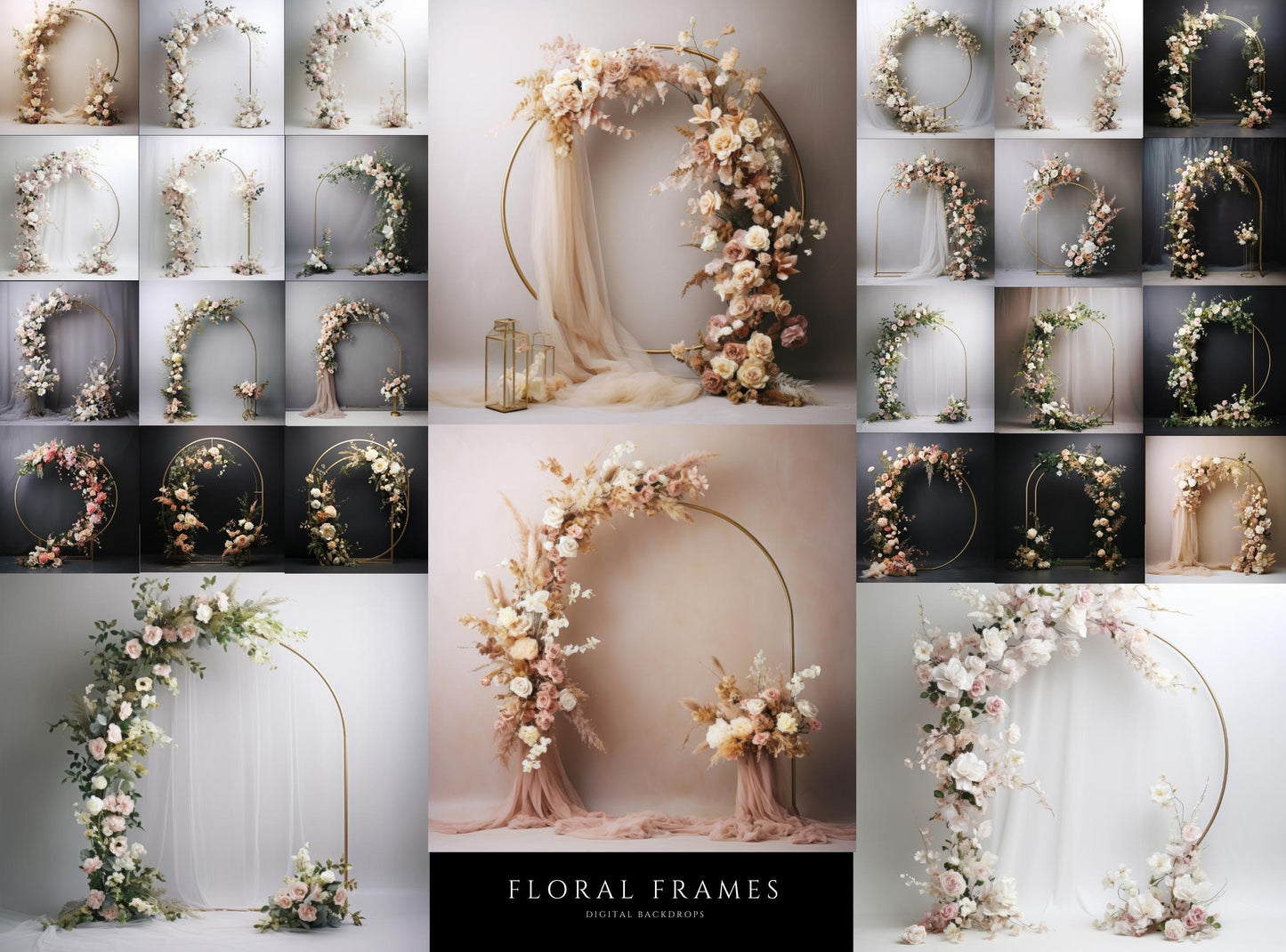 Floral Frames Editorial Digital Backdrops