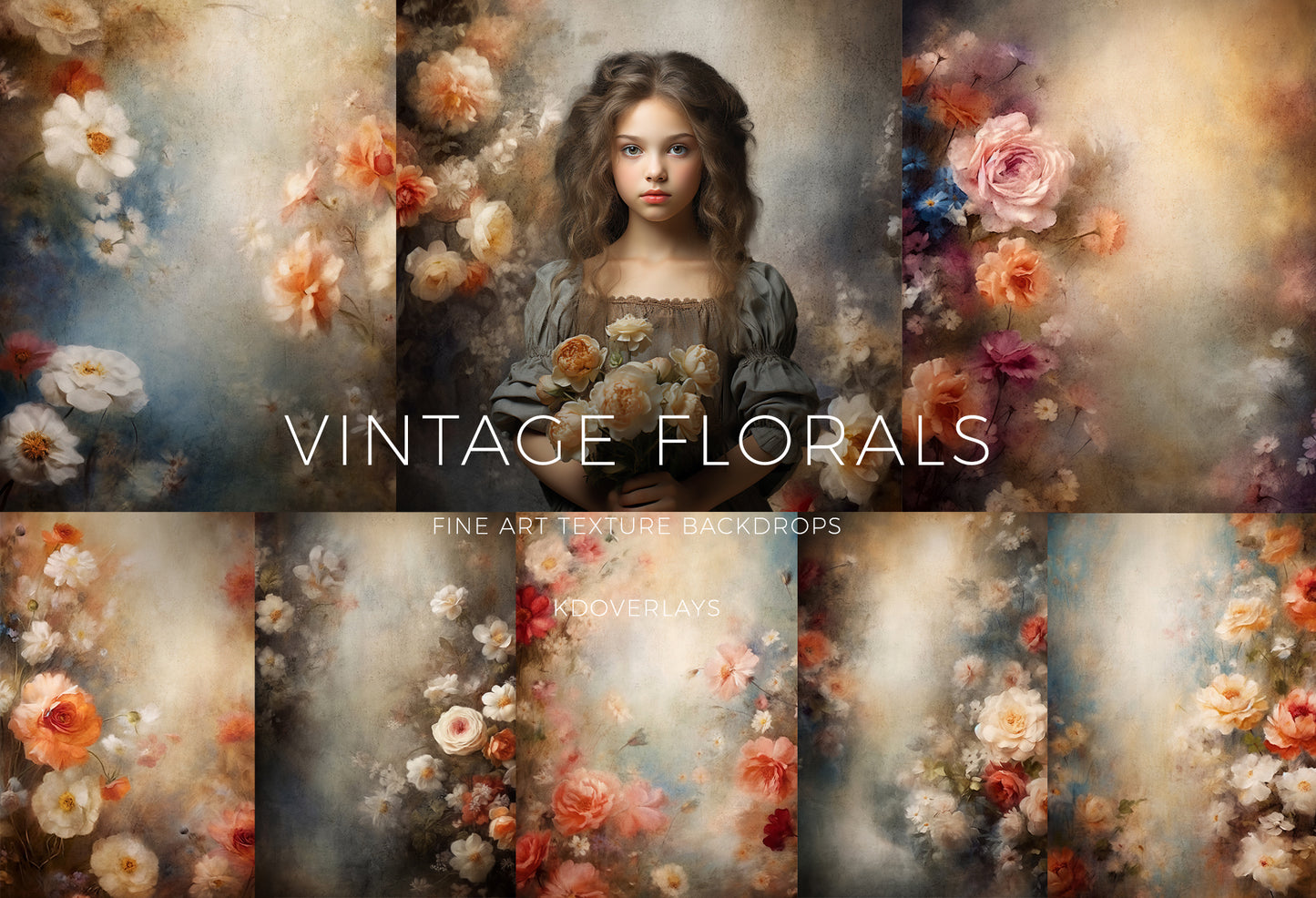 Vintage Floral Fine Art Texture Backdrops