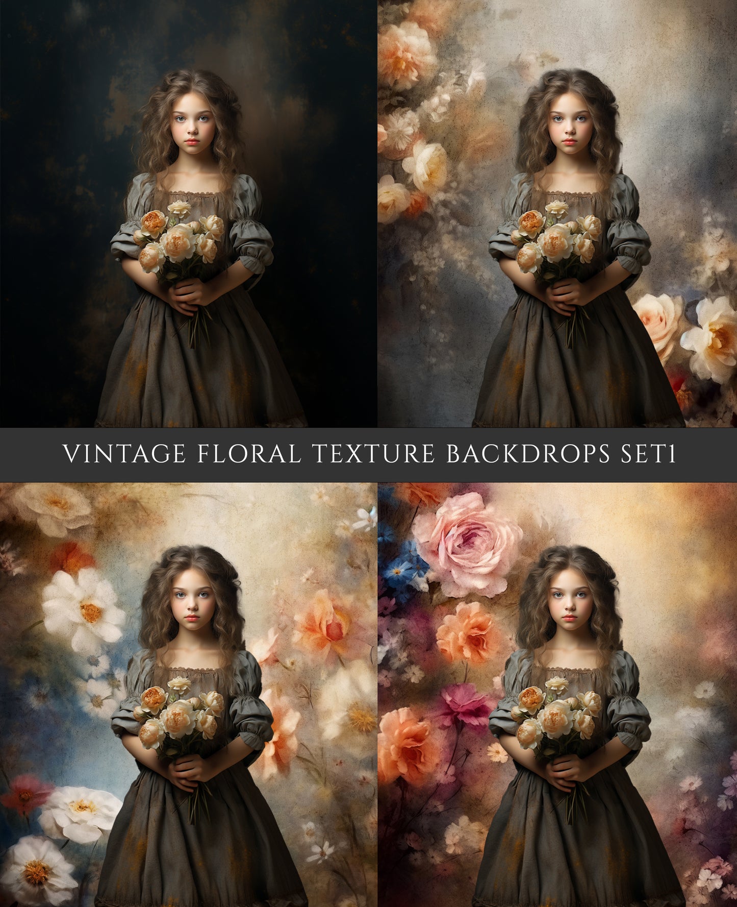 Vintage Floral Fine Art Texture Backdrops