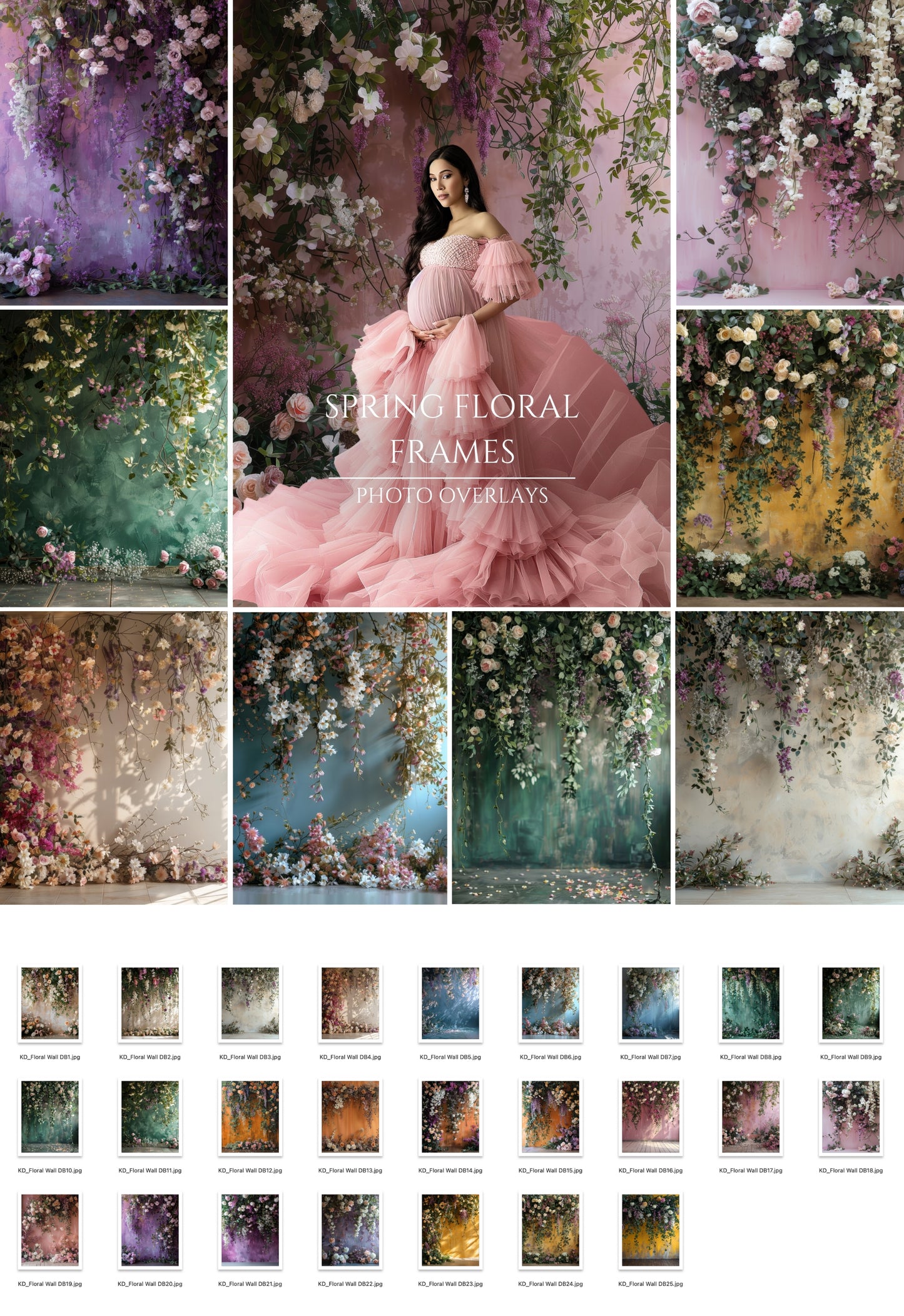 Floral Wall Maternity Digital Backdrops