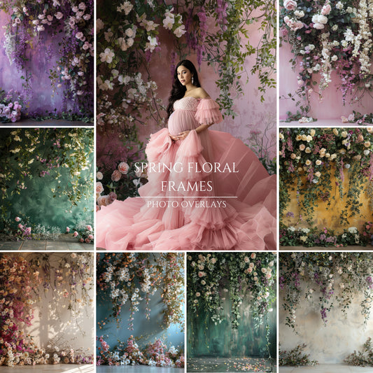 Floral Wall Maternity Digital Backdrops