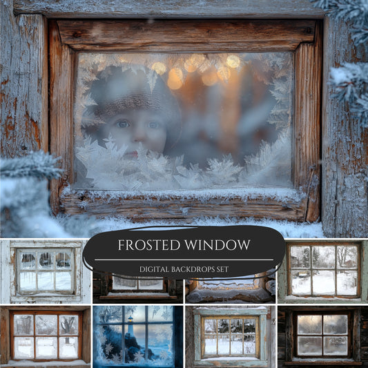 Frosted Window Christmas Backdrop Overlays for Composite Photography