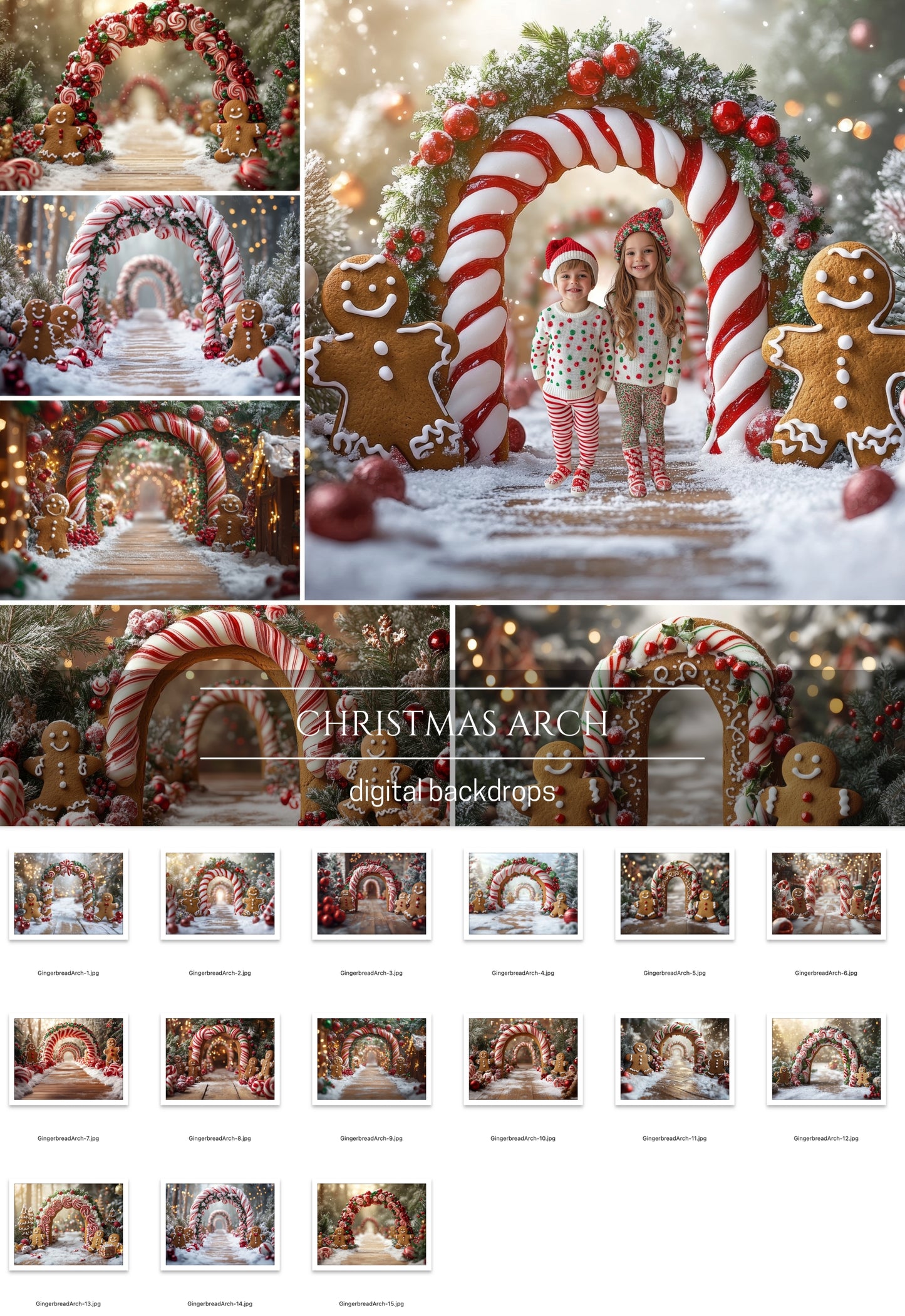 Gingerbread Christmas Arch Digital Backdrops