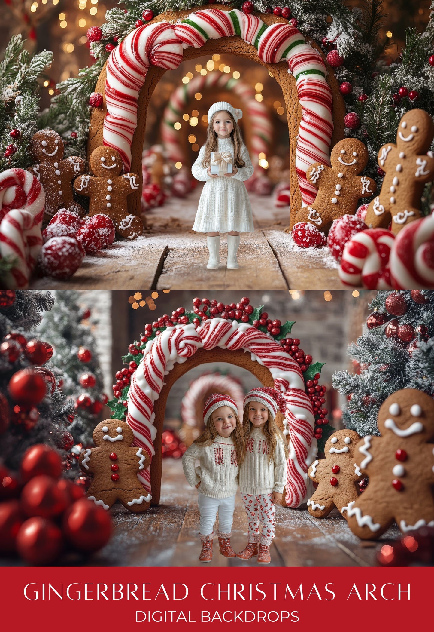 Gingerbread Christmas Arch Digital Backdrops