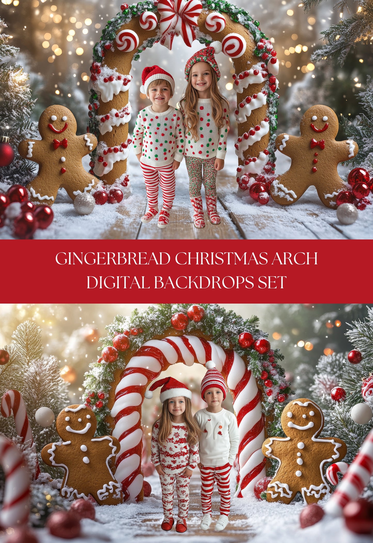 Gingerbread Christmas Arch Digital Backdrops