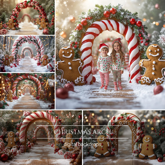 Gingerbread Christmas Arch Digital Backdrops