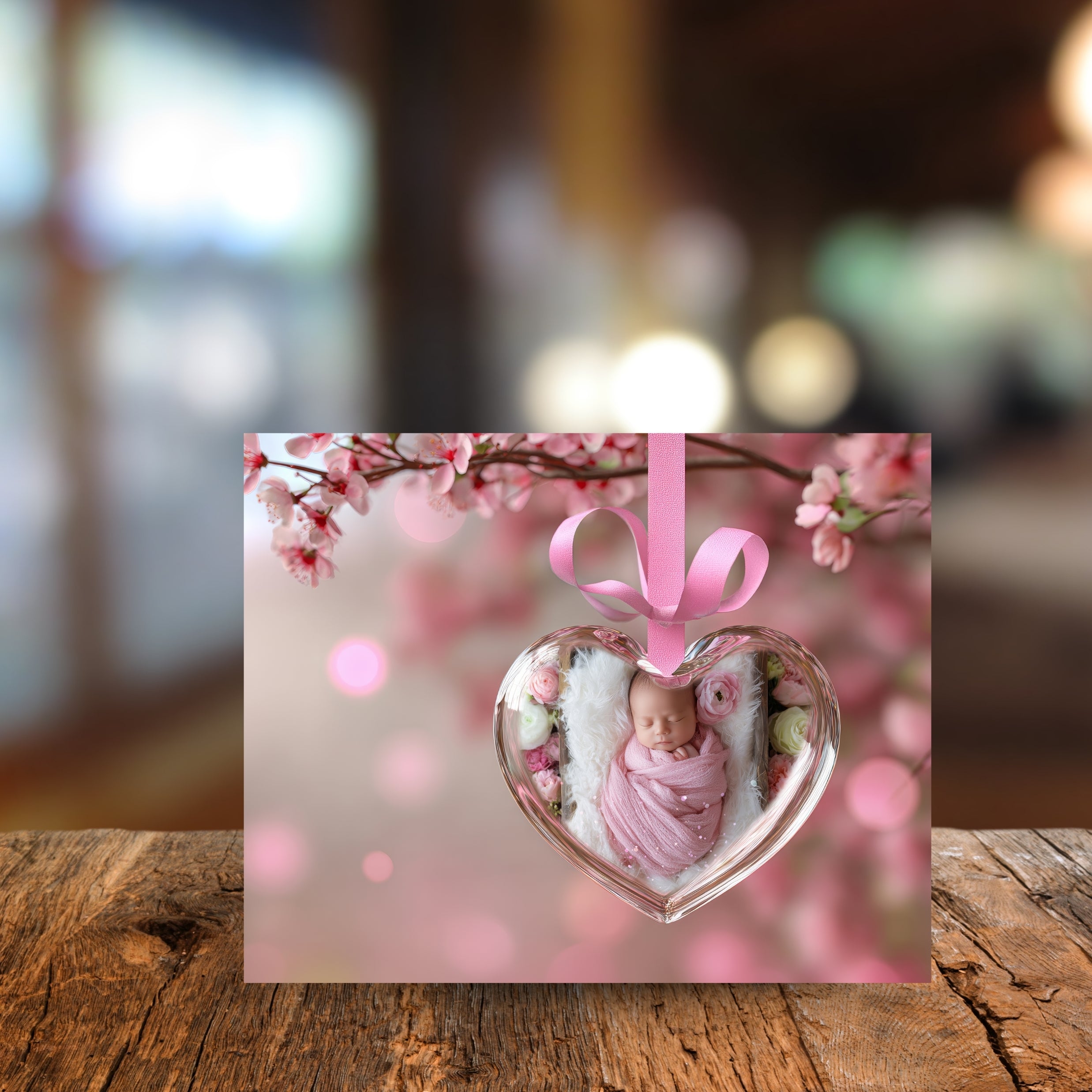 Glass Heart Ornament Photo Frame Overlays
