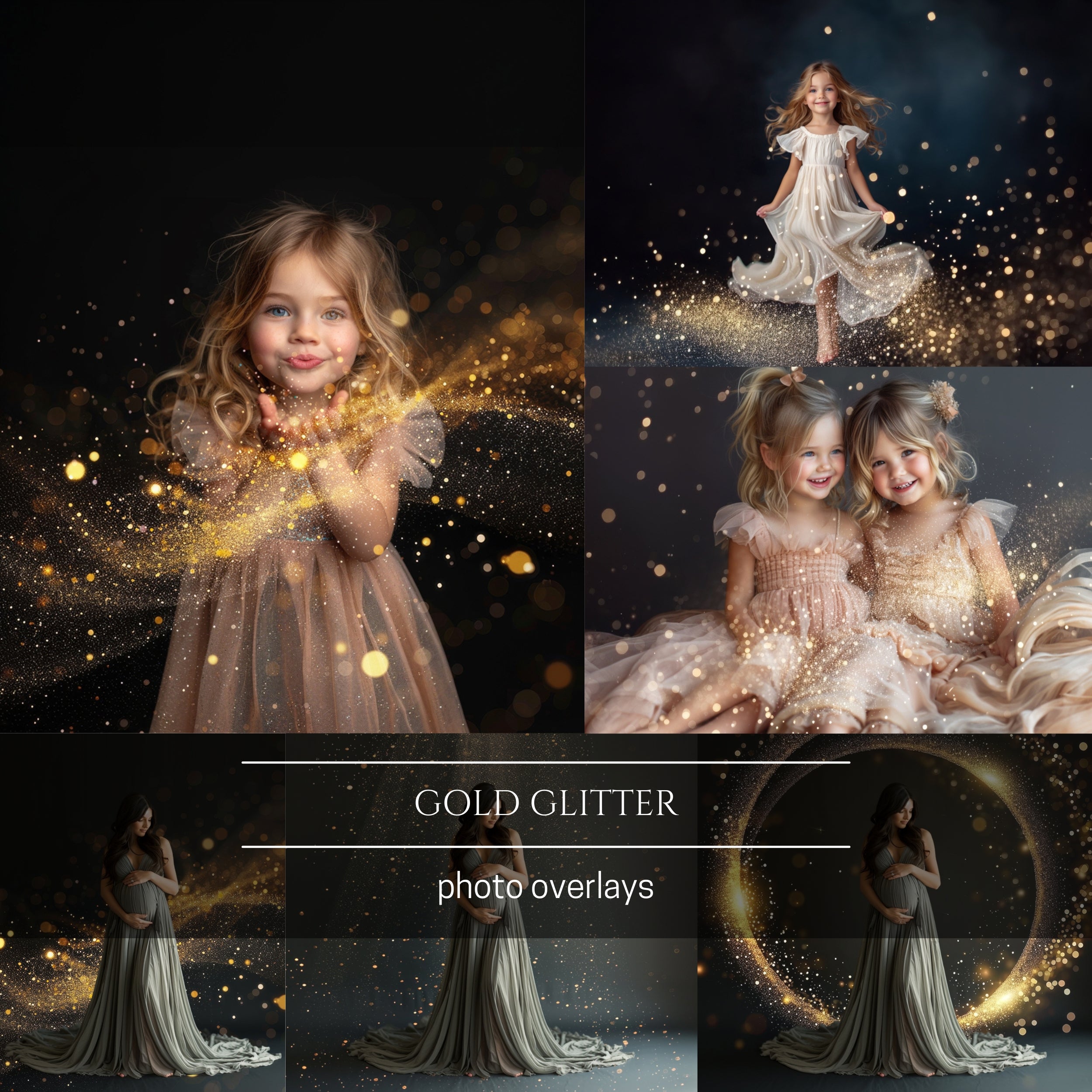 Gold Glitter Photo Overlays