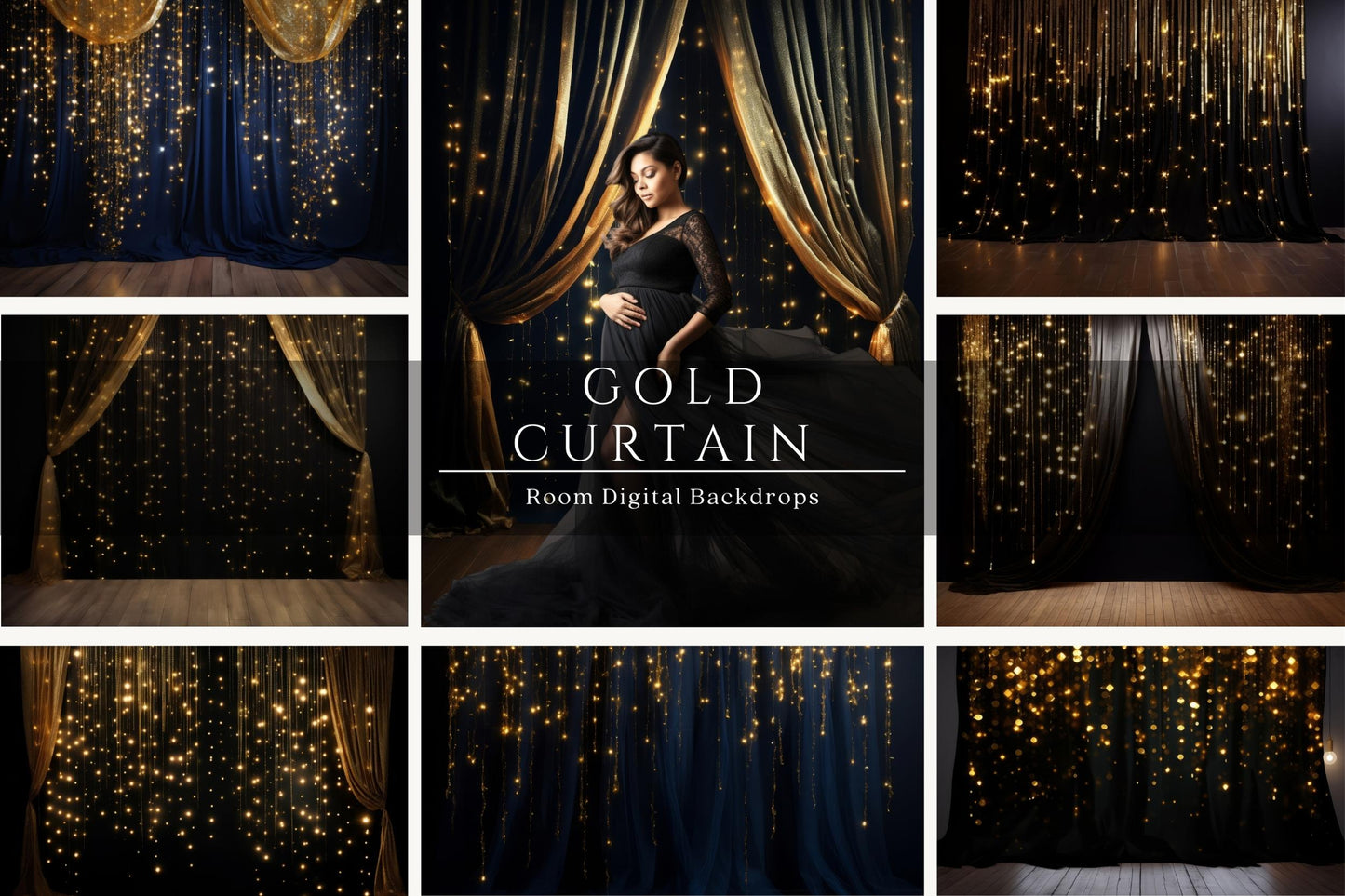 Gold Curtain Wall Digital Backdrops for Composite Photography