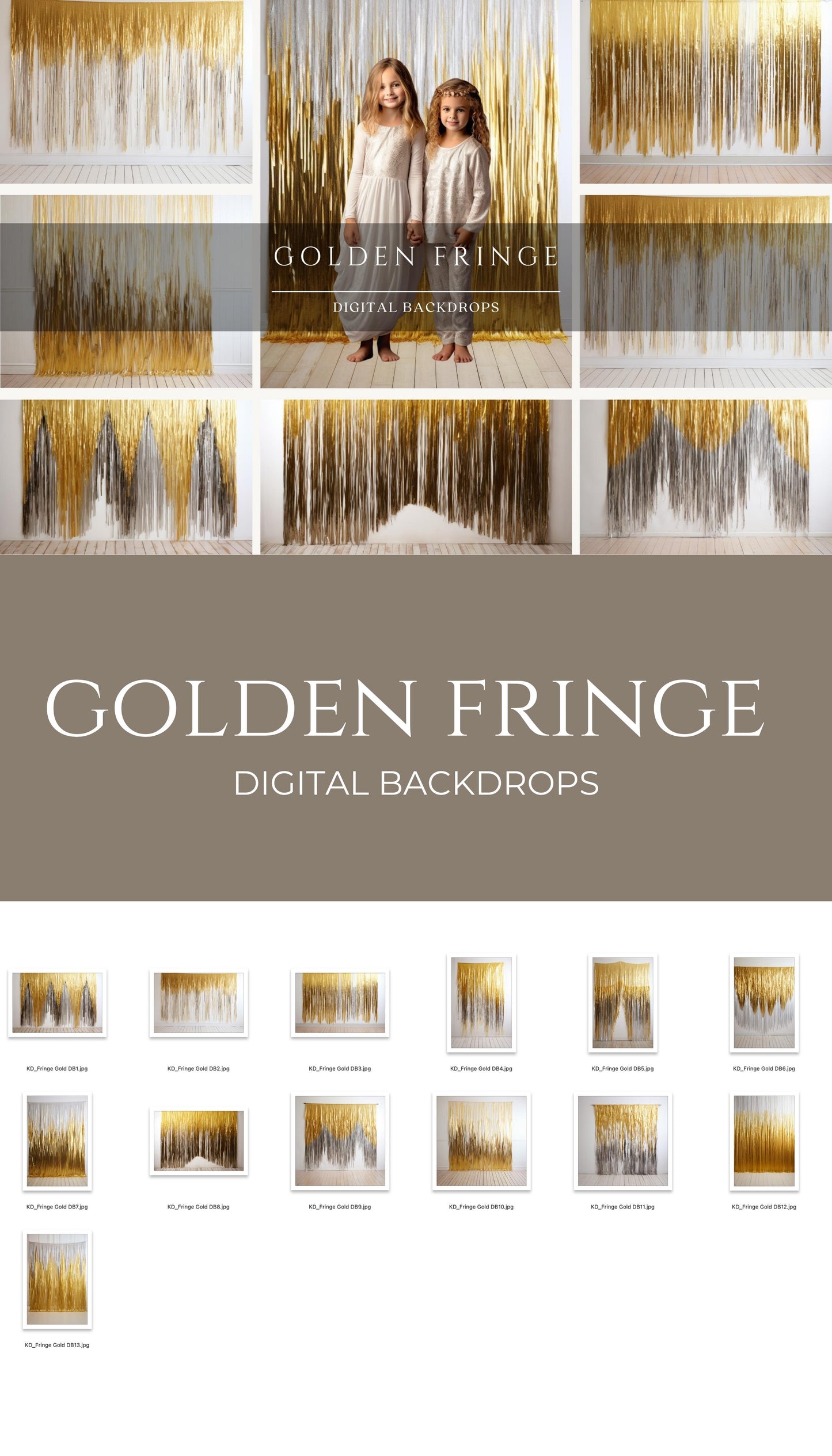 Golden Tinsel Foil Fringe Digital Backdrops
