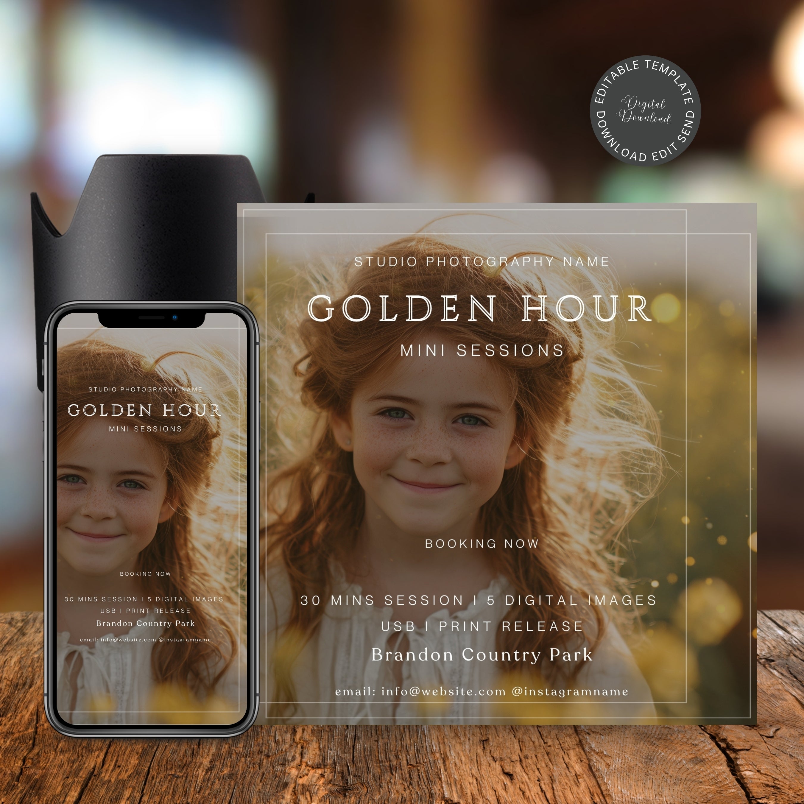 Golden Hour Mini Session Photography Editable Template