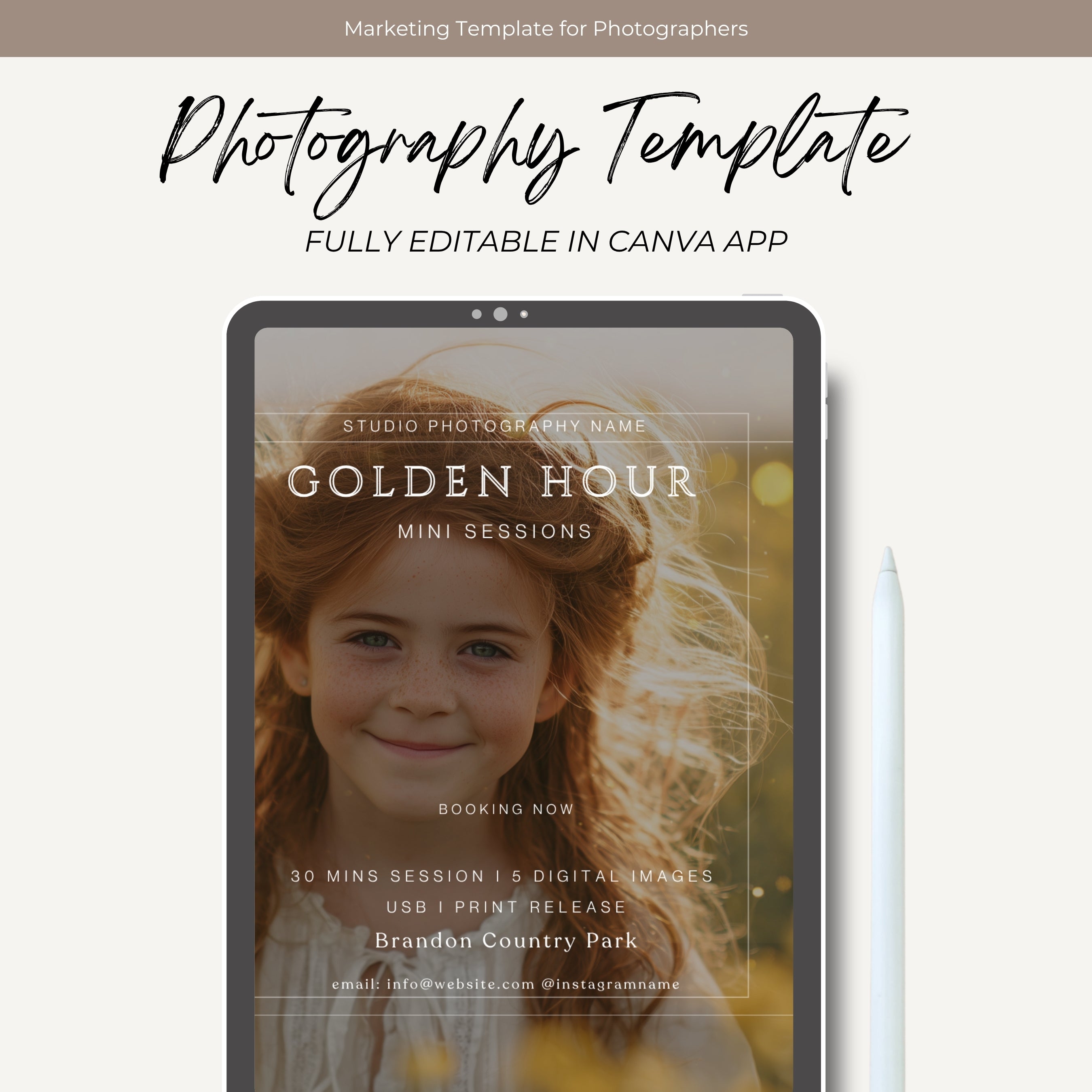 Golden Hour Mini Session Photography Editable Template
