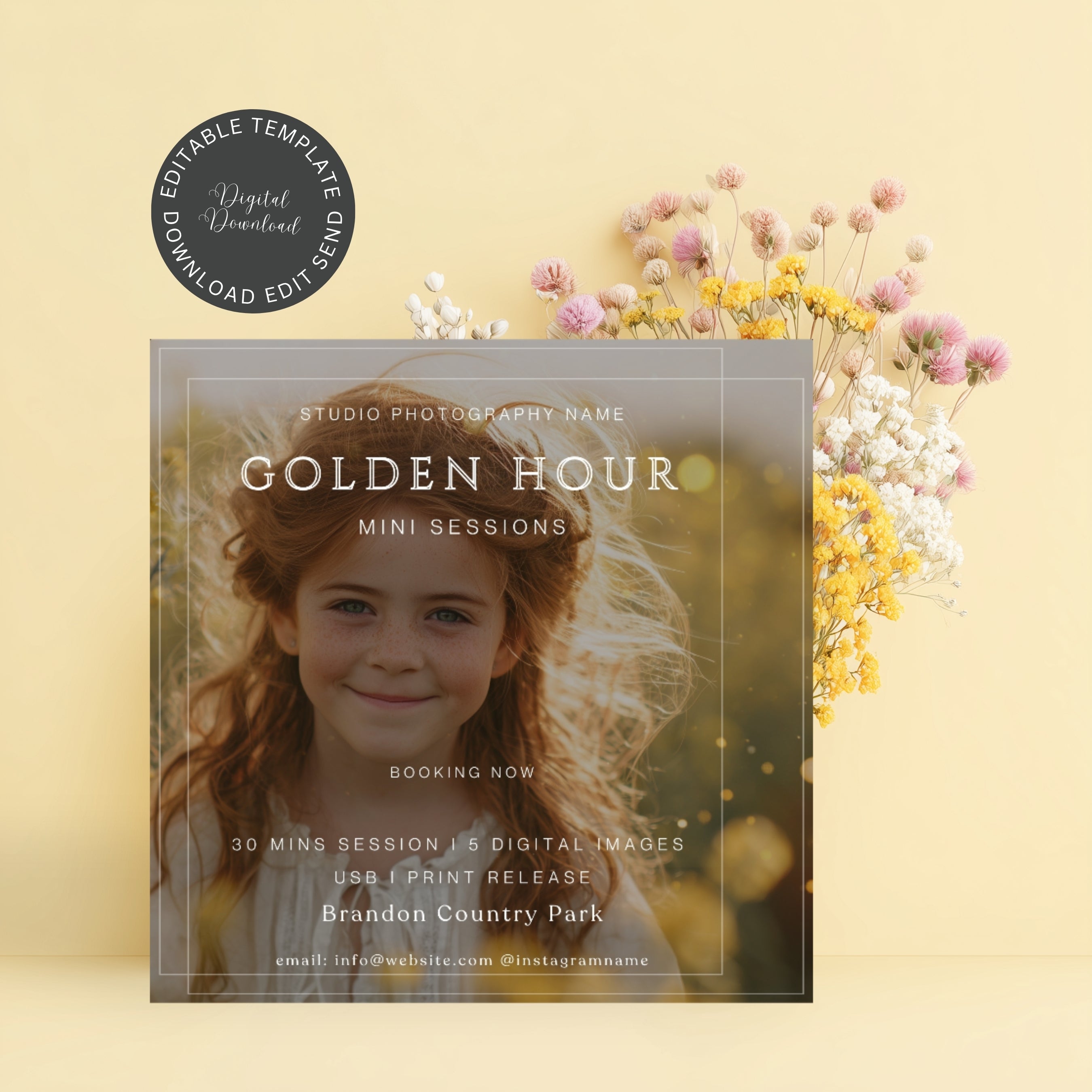 Golden Hour Mini Session Photography Editable Template