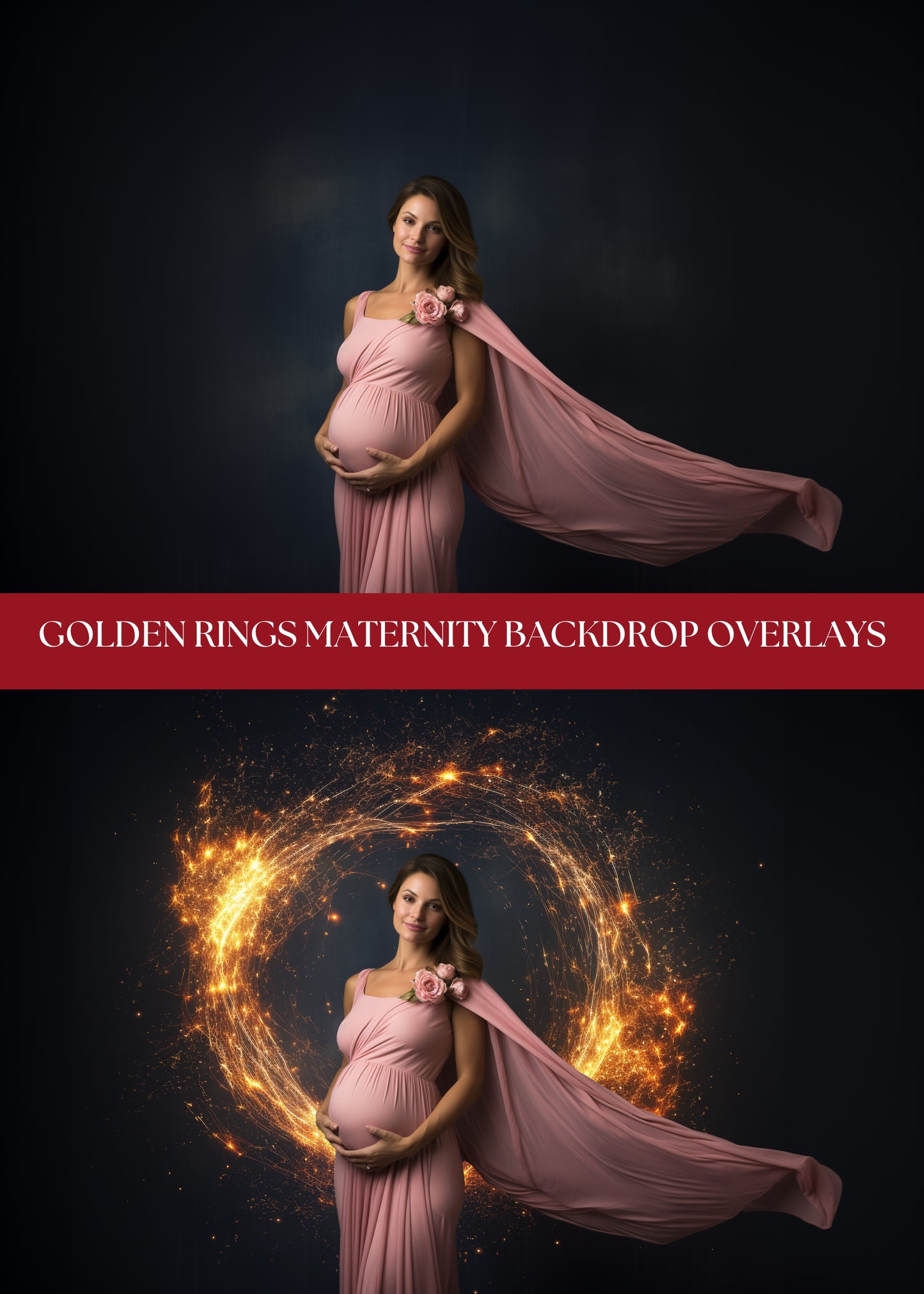 Gold Ring Maternity Backdrop Overlays