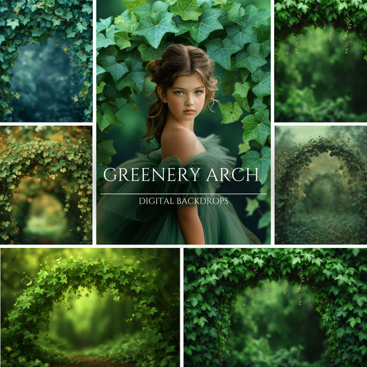 Green Leaves Spring Arch Digital Backdrops