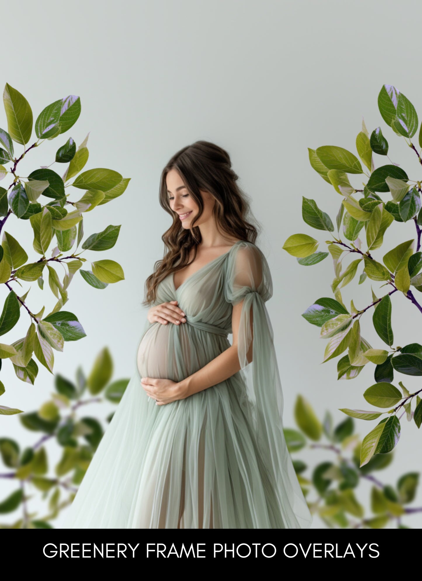 Greenery Floral Frame Maternity Overlays
