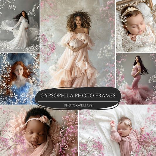 Gypsophila Frame Overlays for Maternity and Newborn Portraits