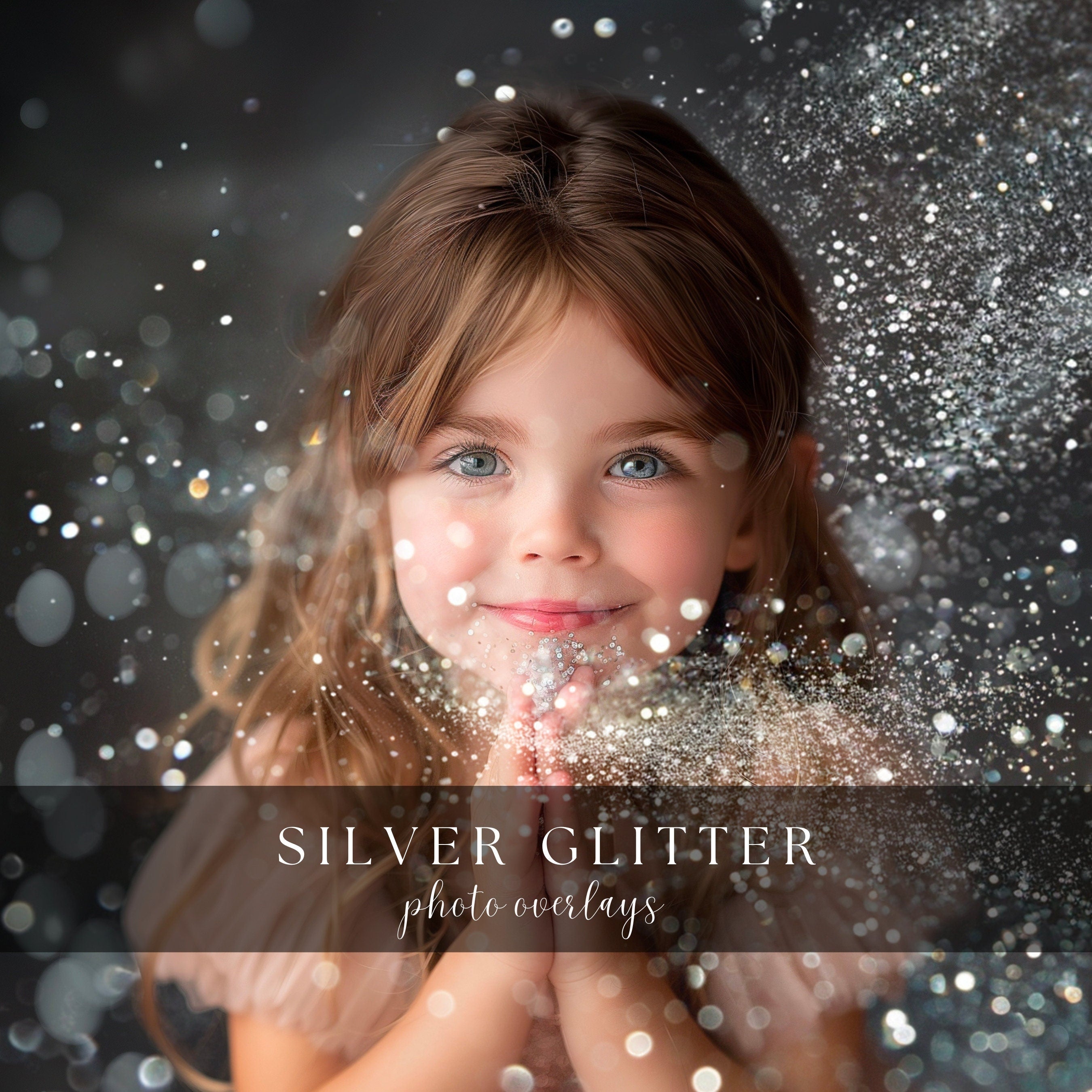 Silver Glitter Photo Overlays