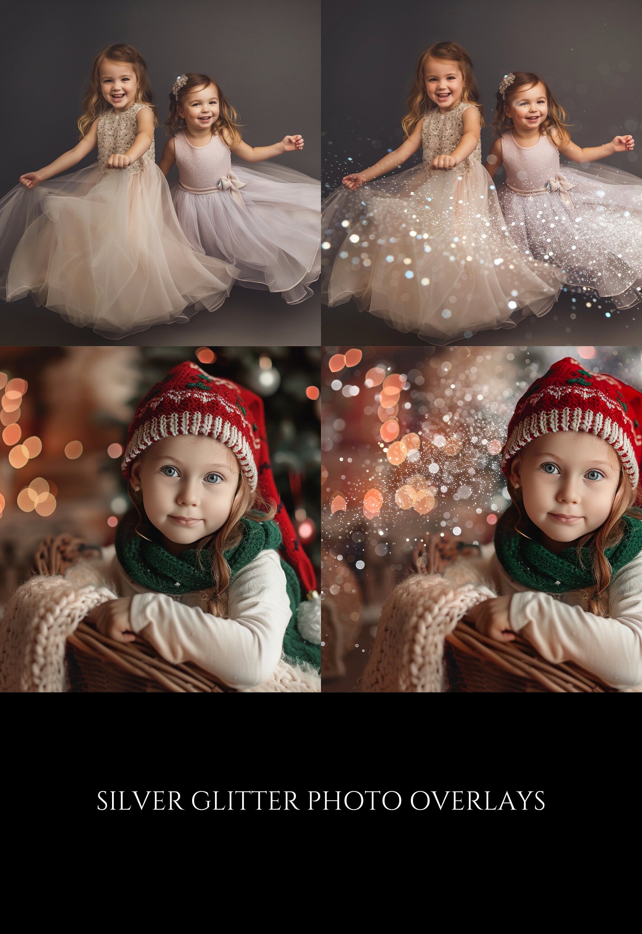 Silver Glitter Photo Overlays