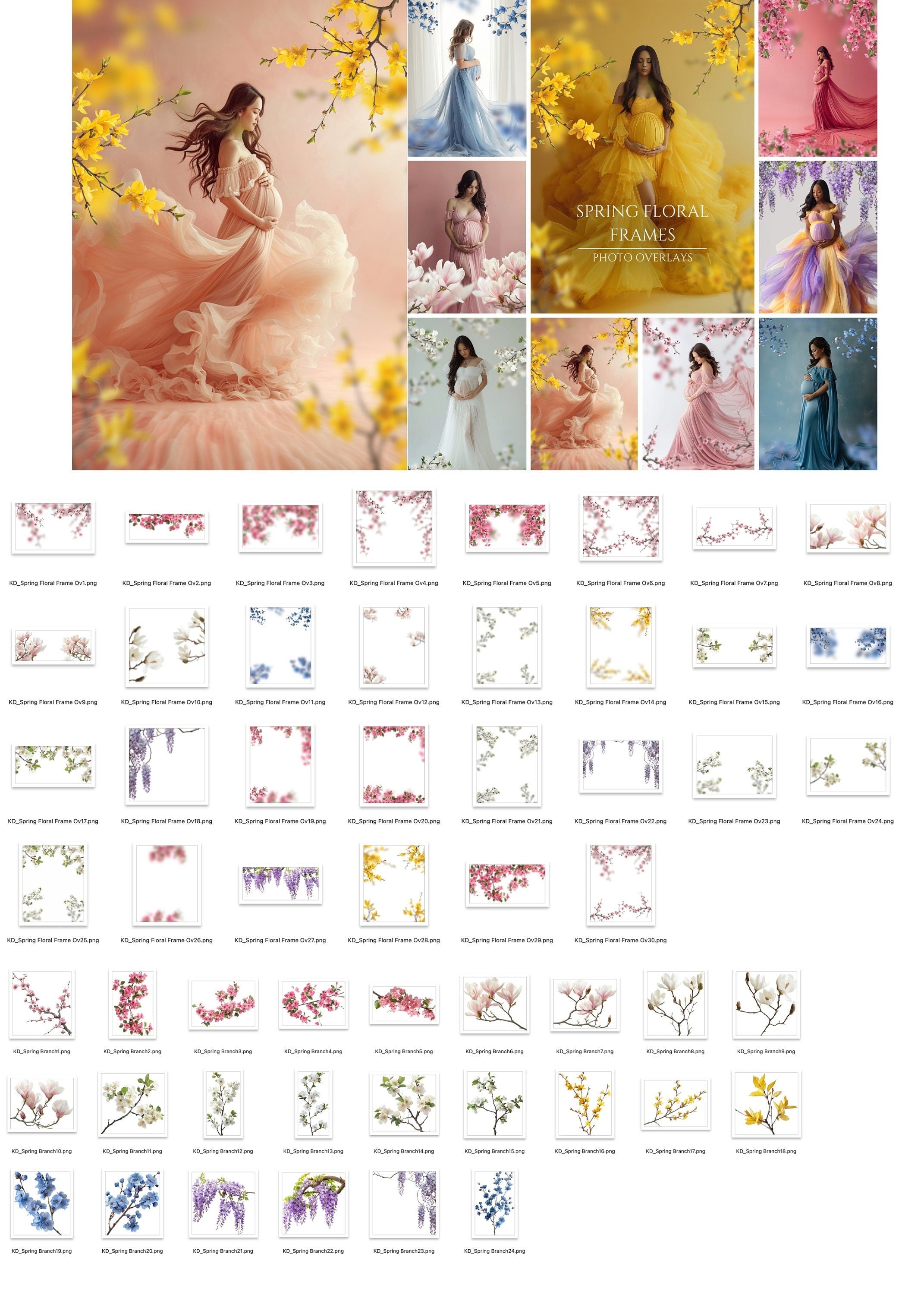 Spring Floral Frame Photo Overlays