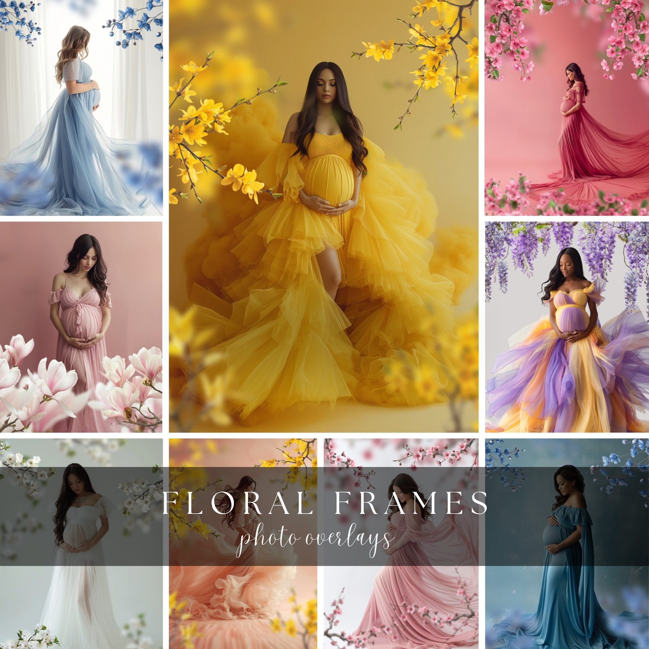 Spring Floral Frame Photo Overlays