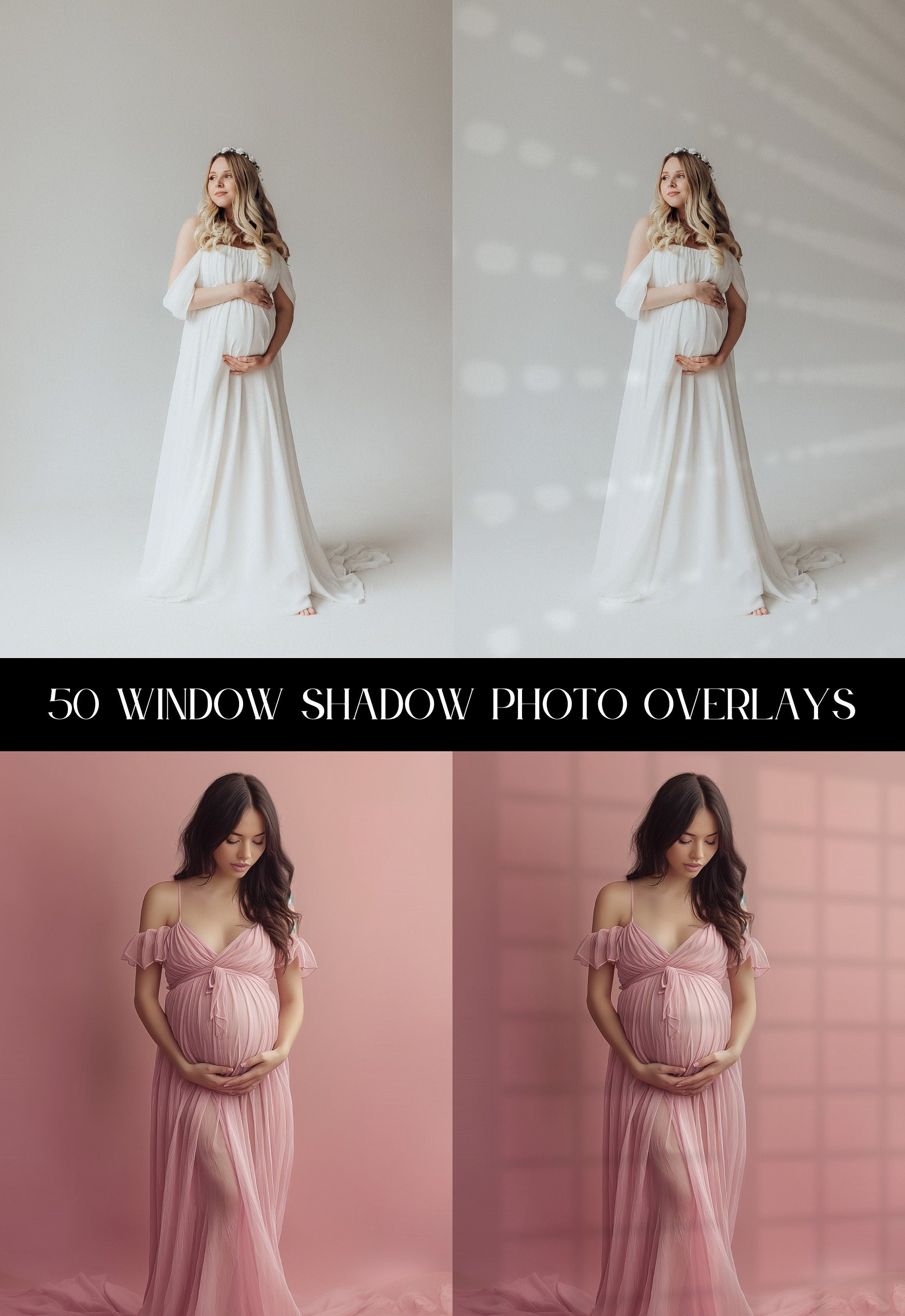 50 Window and Floral Shadow PNG Overlays: Photoshop Maternity Photography Backdrops