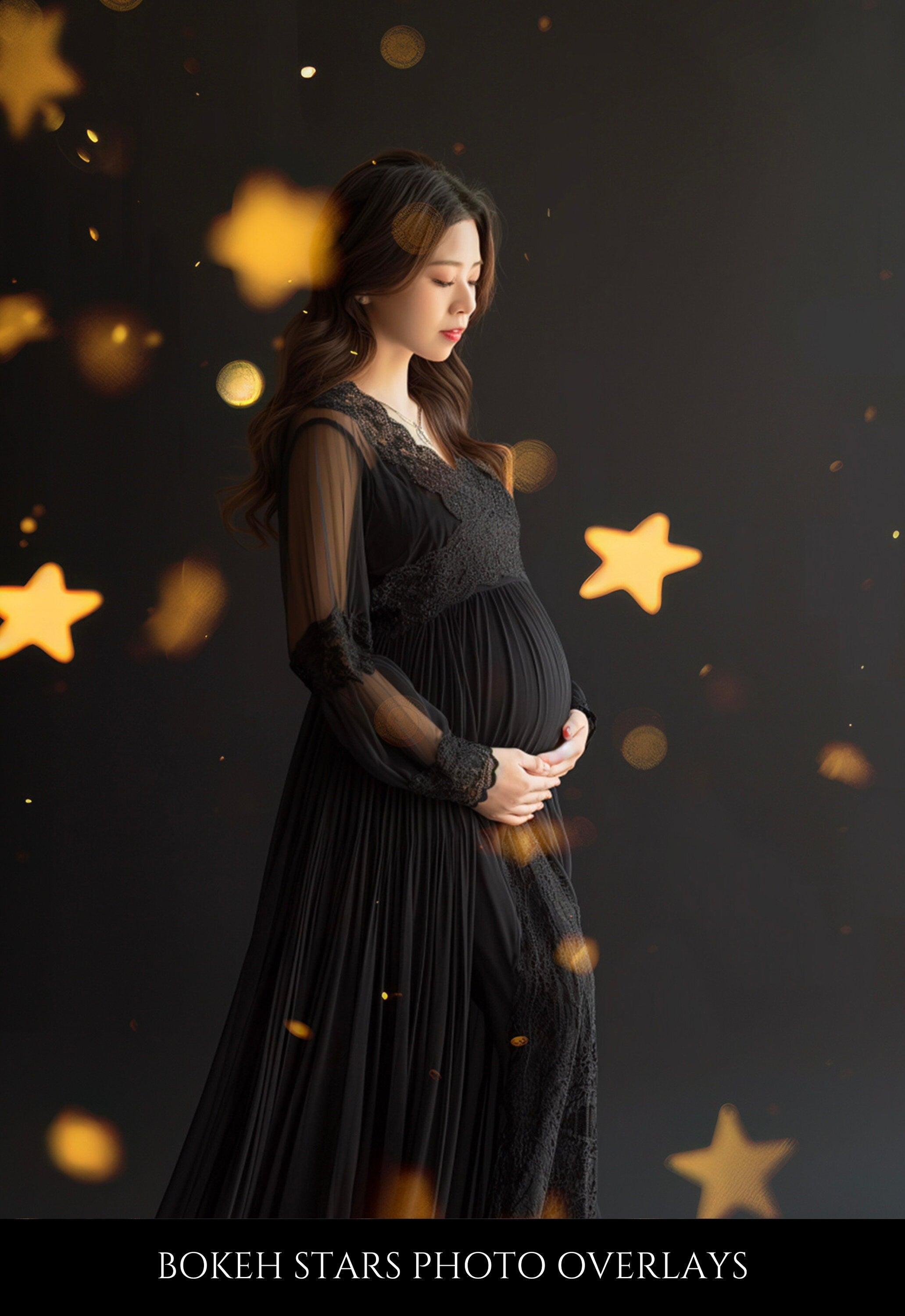 Gold Bokeh Stars Photo Overlays