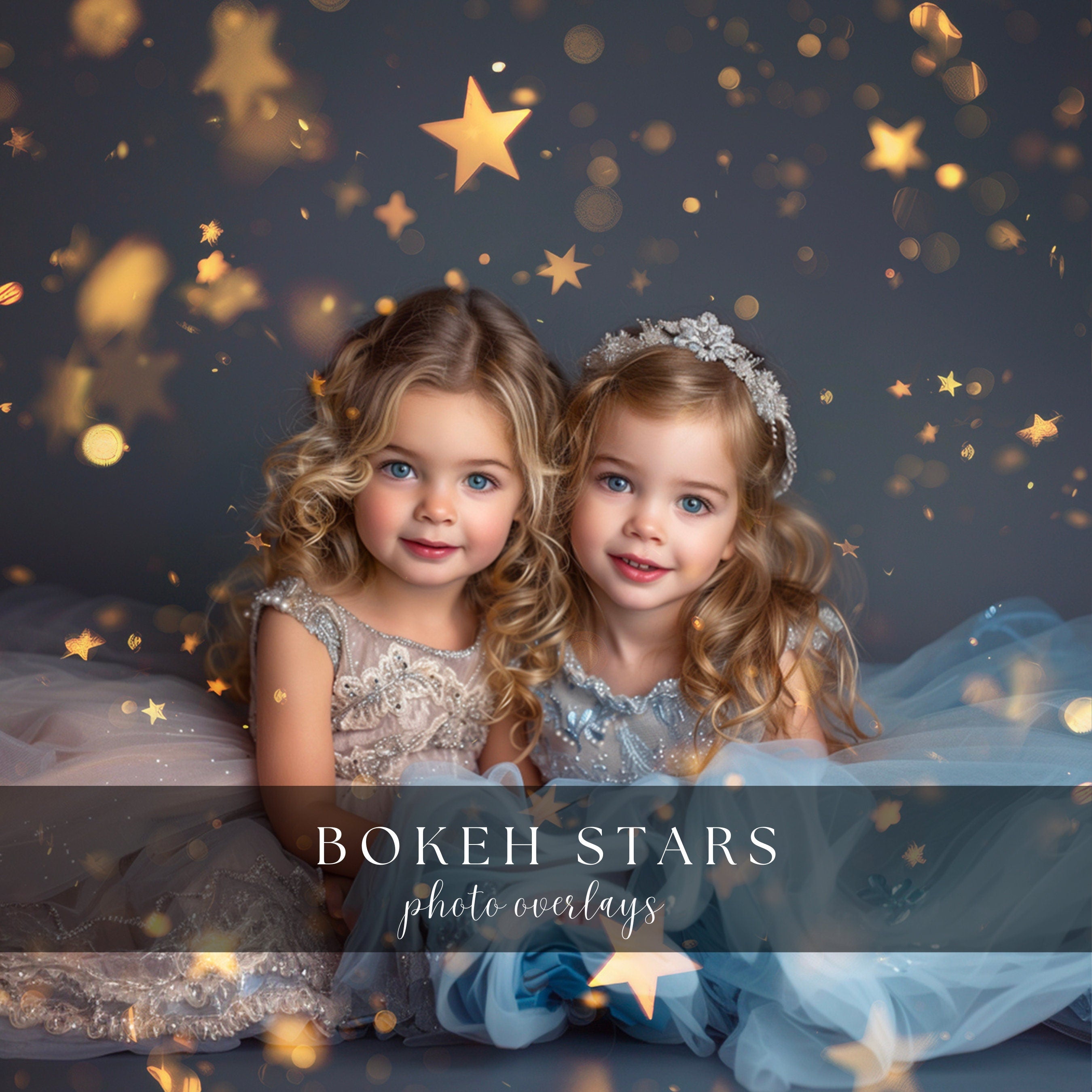 Gold Bokeh Stars Photo Overlays