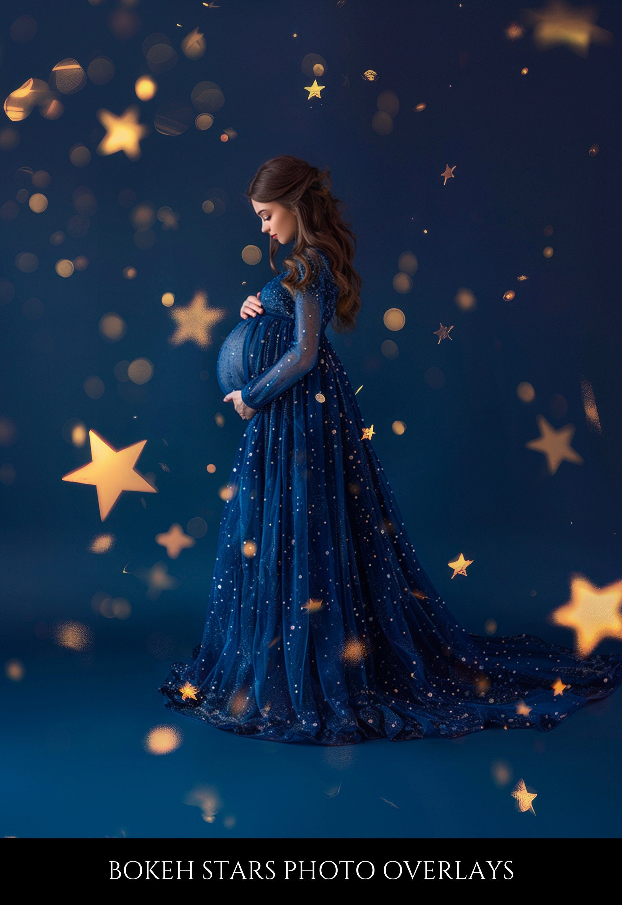 Gold Bokeh Stars Photo Overlays