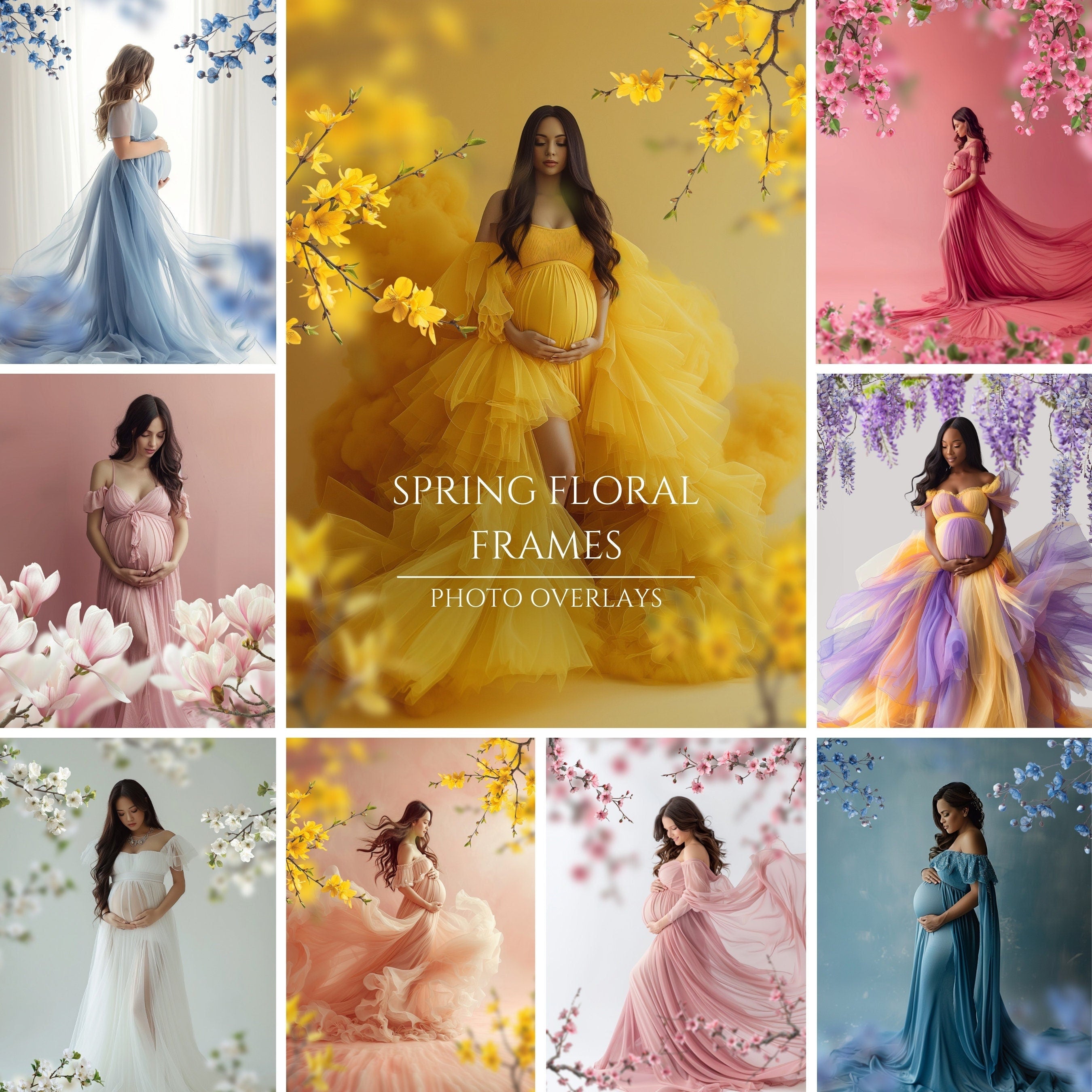 Spring Floral Frame Photo Overlays