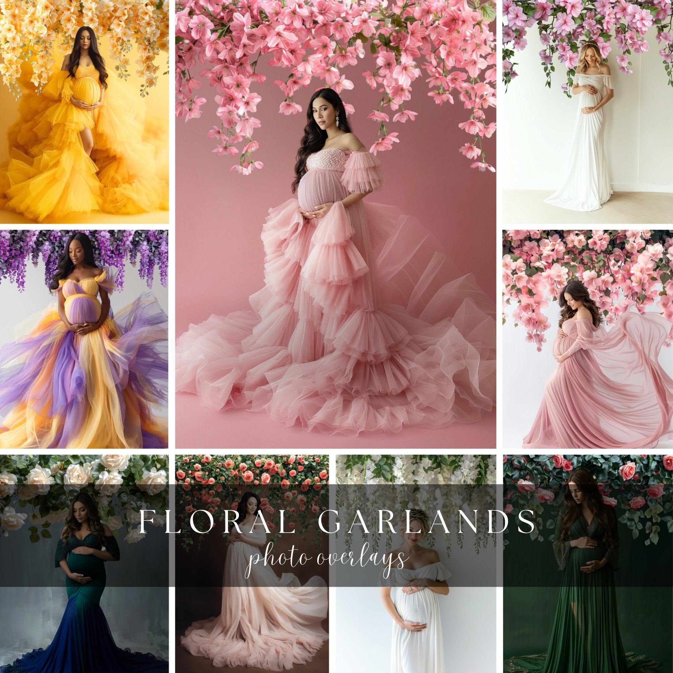 Spring Floral Garland Photo Overlays