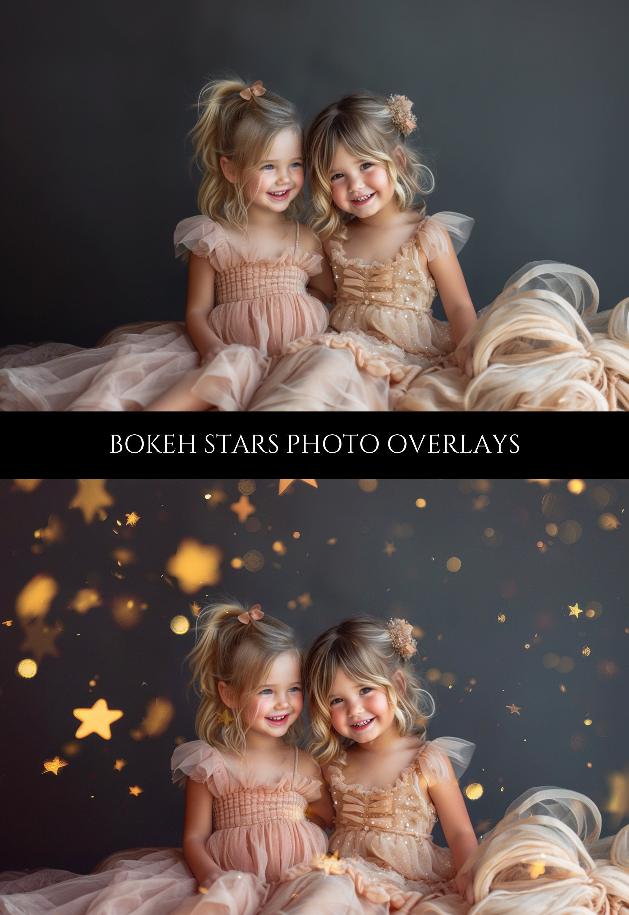 Gold Bokeh Stars Photo Overlays