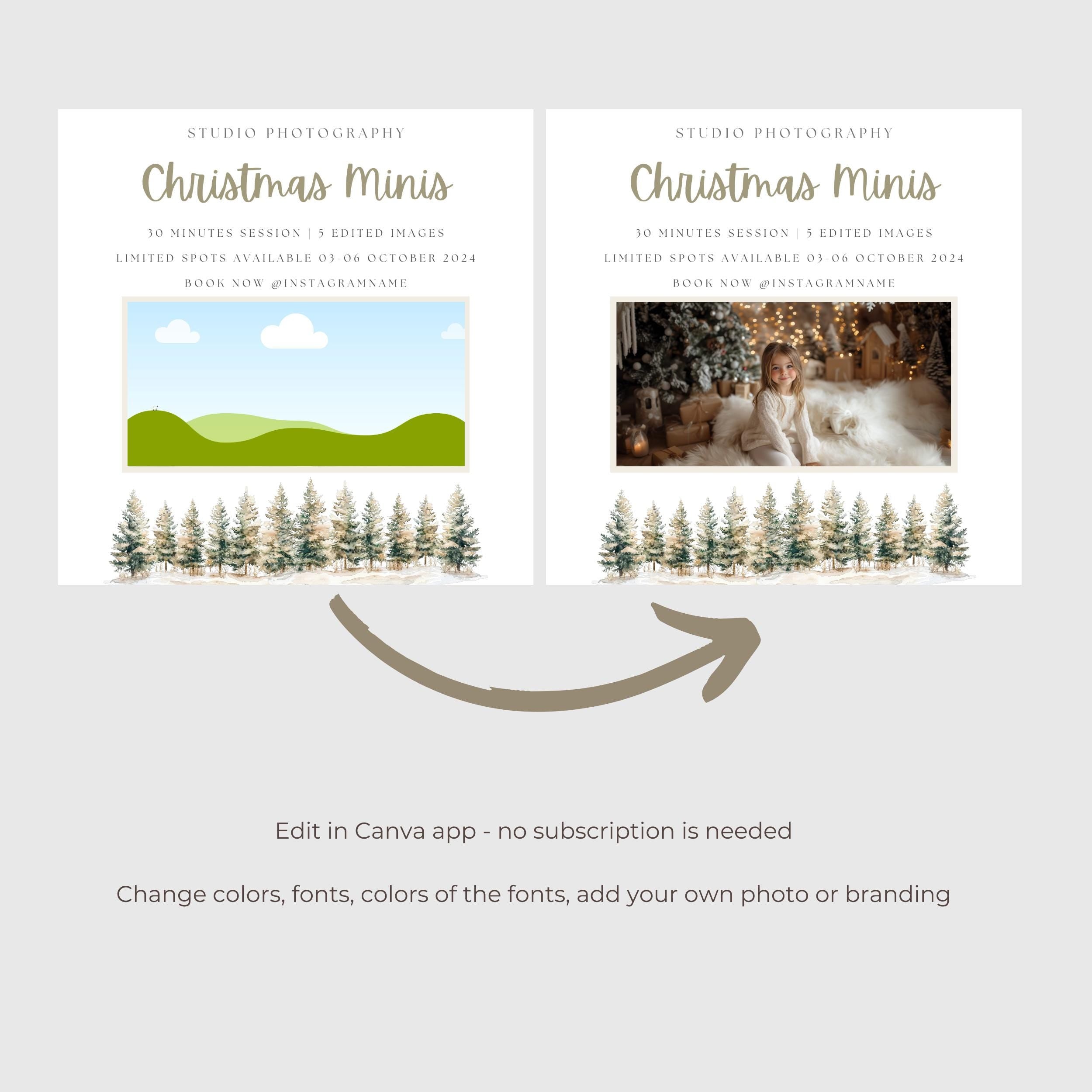 Rustic Christmas Mini Session Canva Template