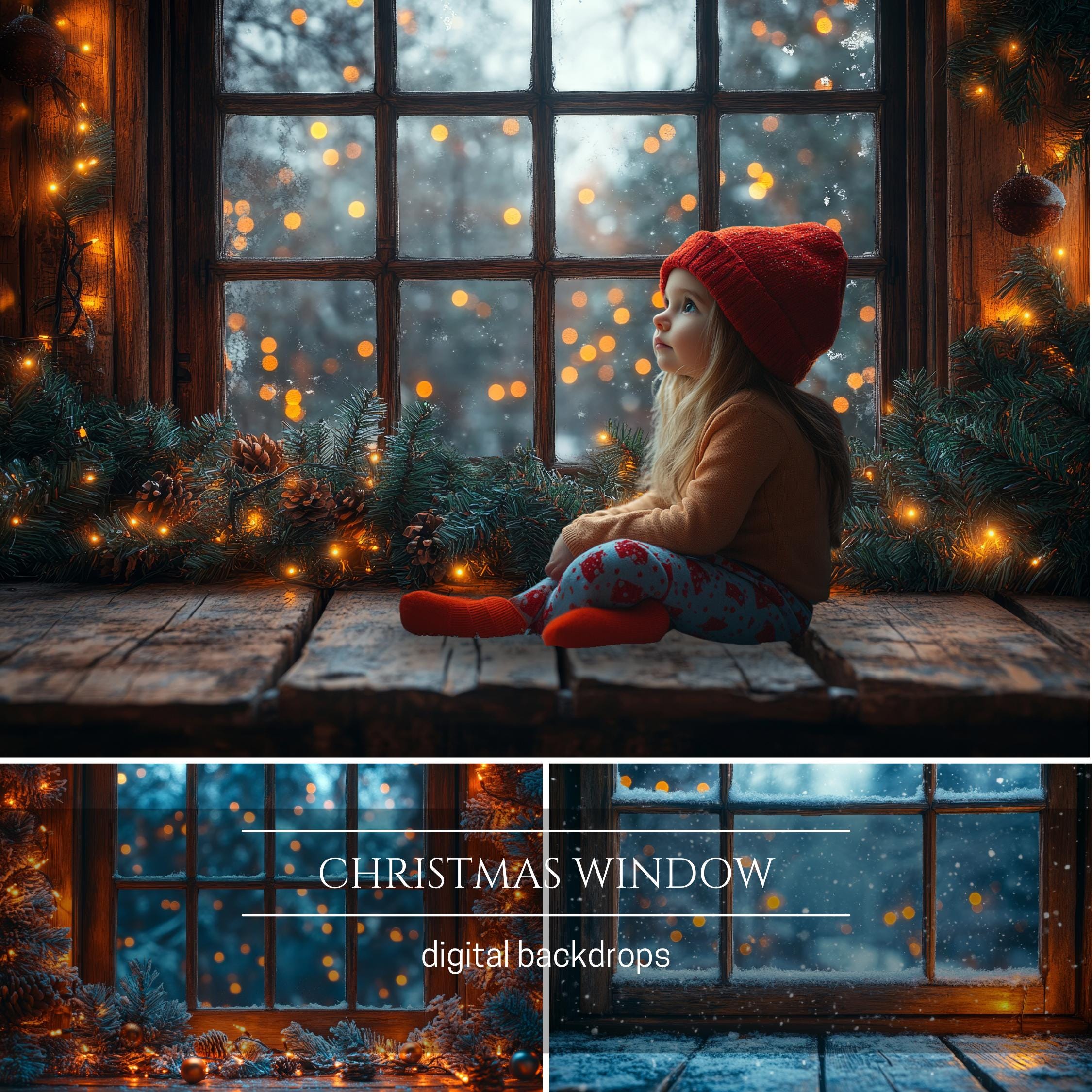 Christmas Window Digital Backdrops