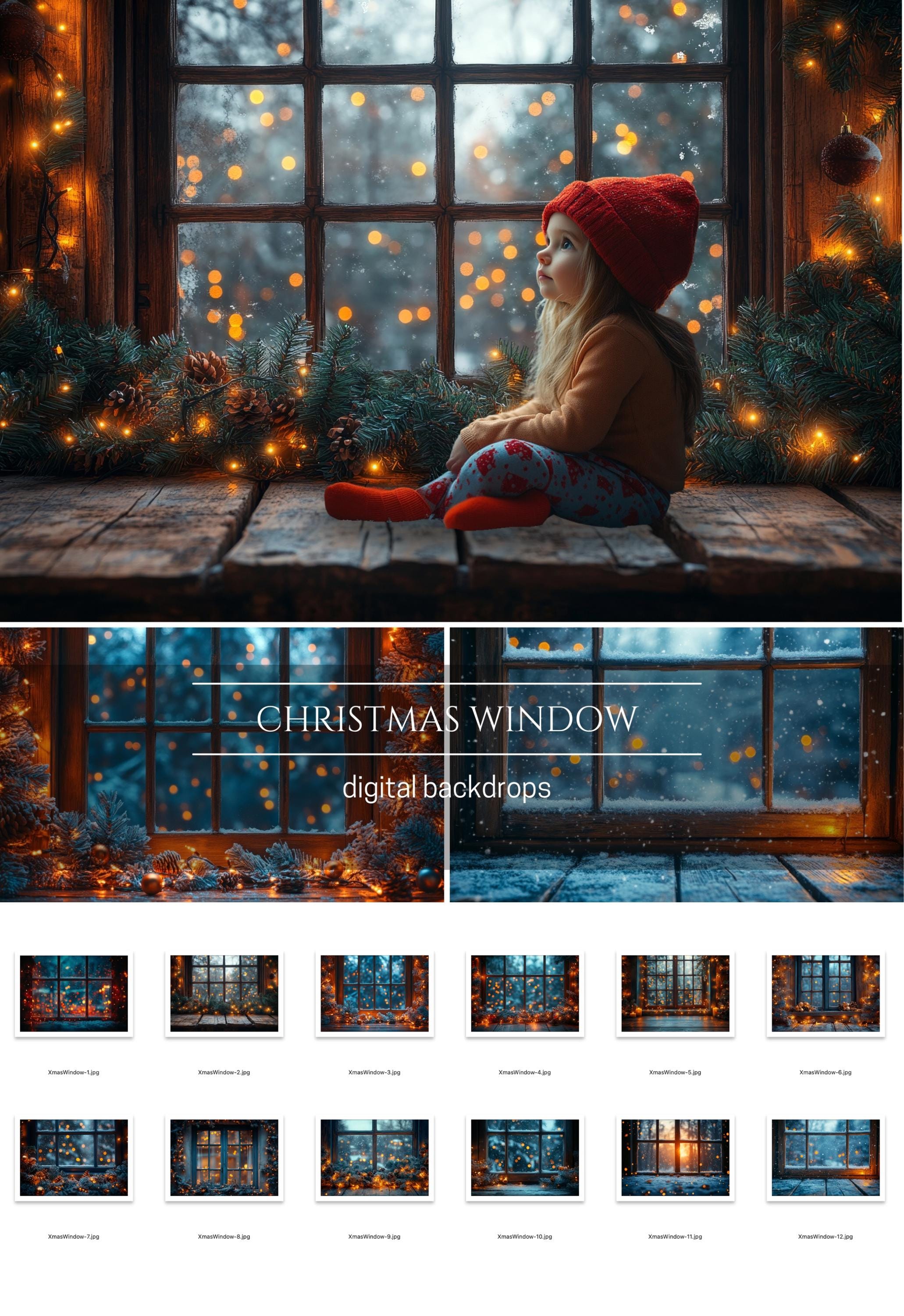 Christmas Window Digital Backdrops