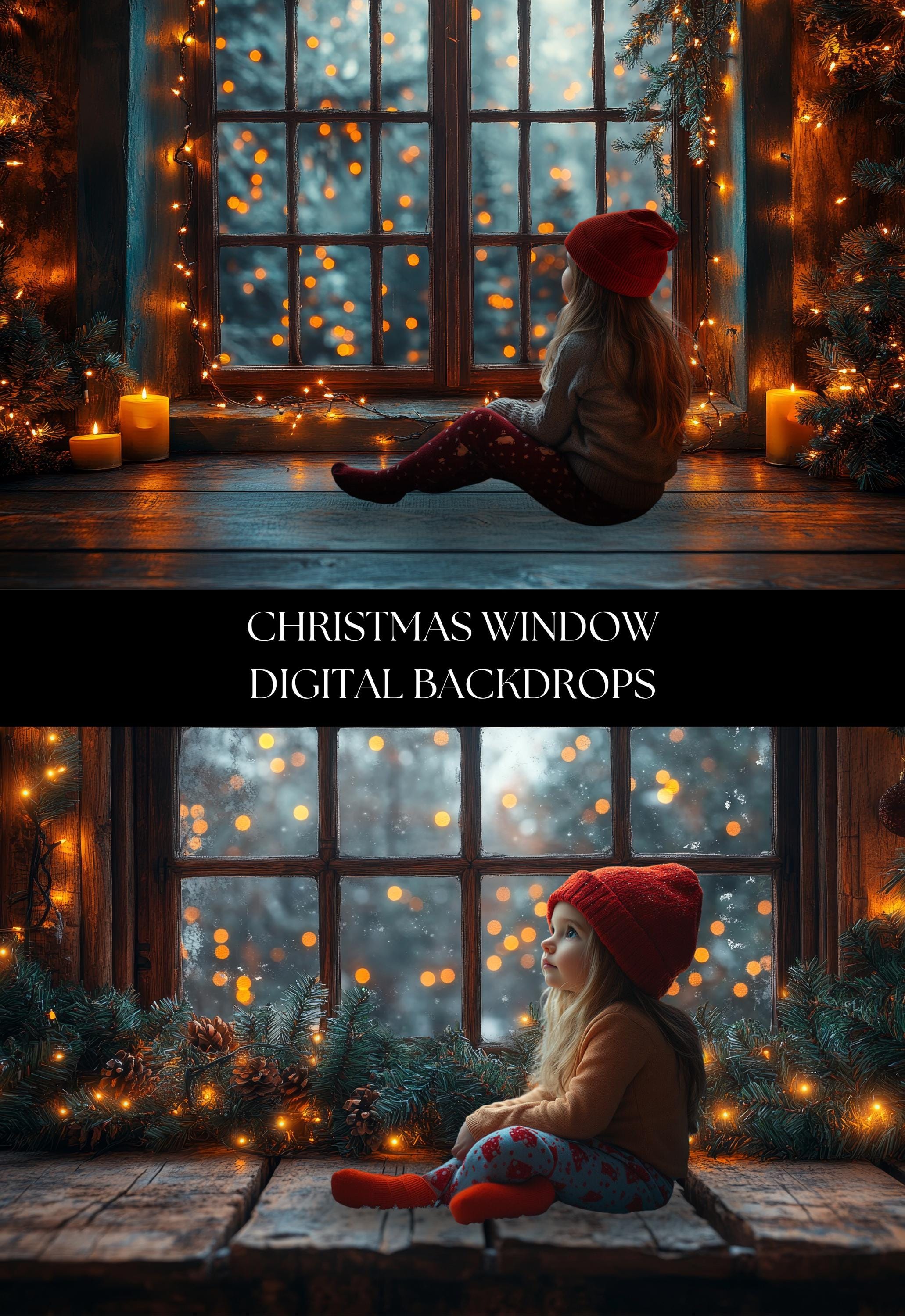 Christmas Window Digital Backdrops
