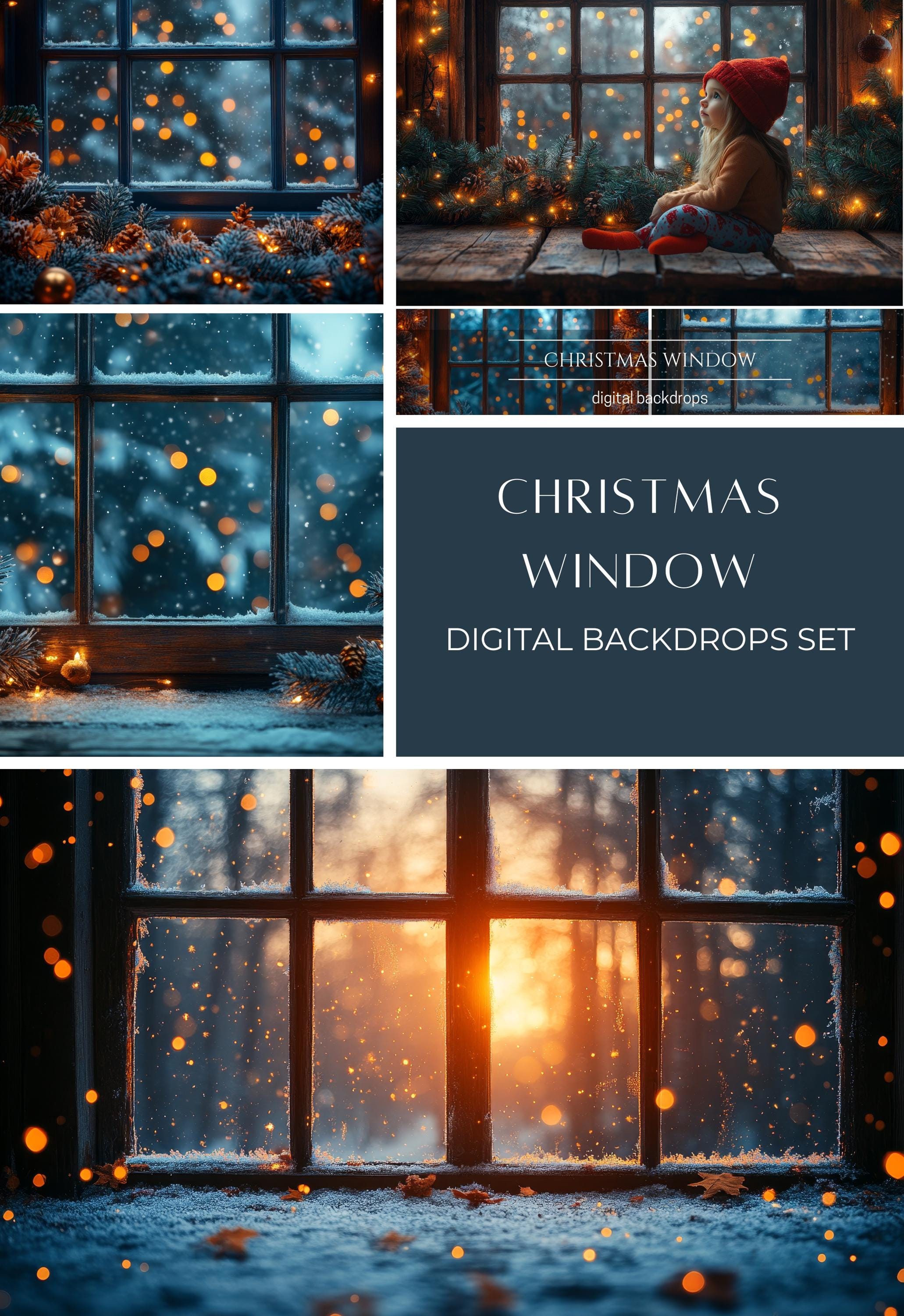 Christmas Window Digital Backdrops