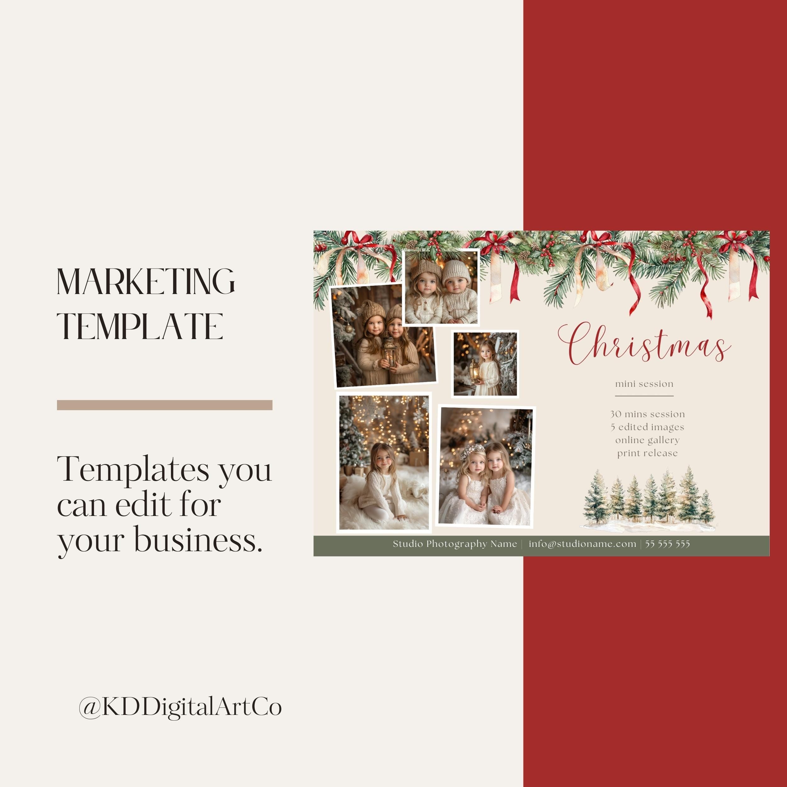 Christmas Mini Session Photography Canva Template