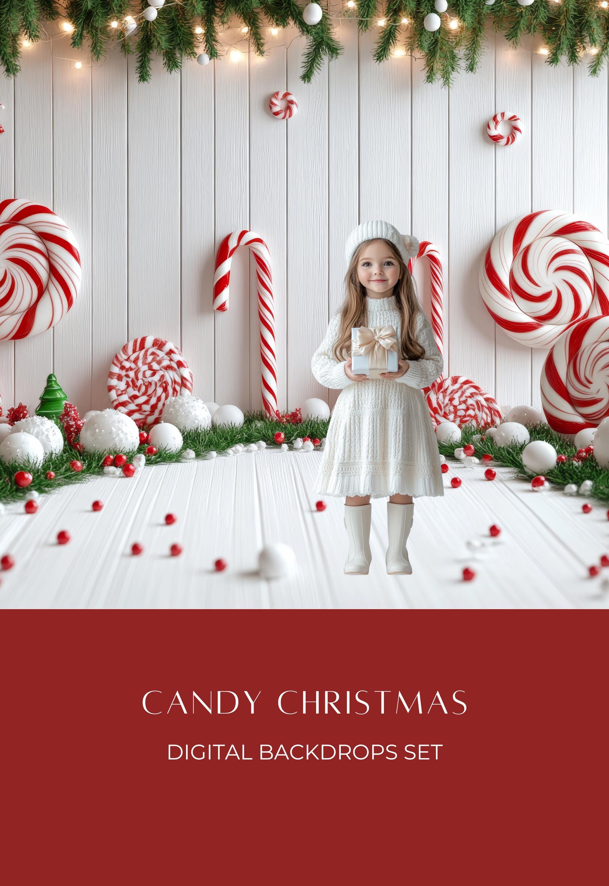 Christmas Peppermint Candy Digital Backdrops
