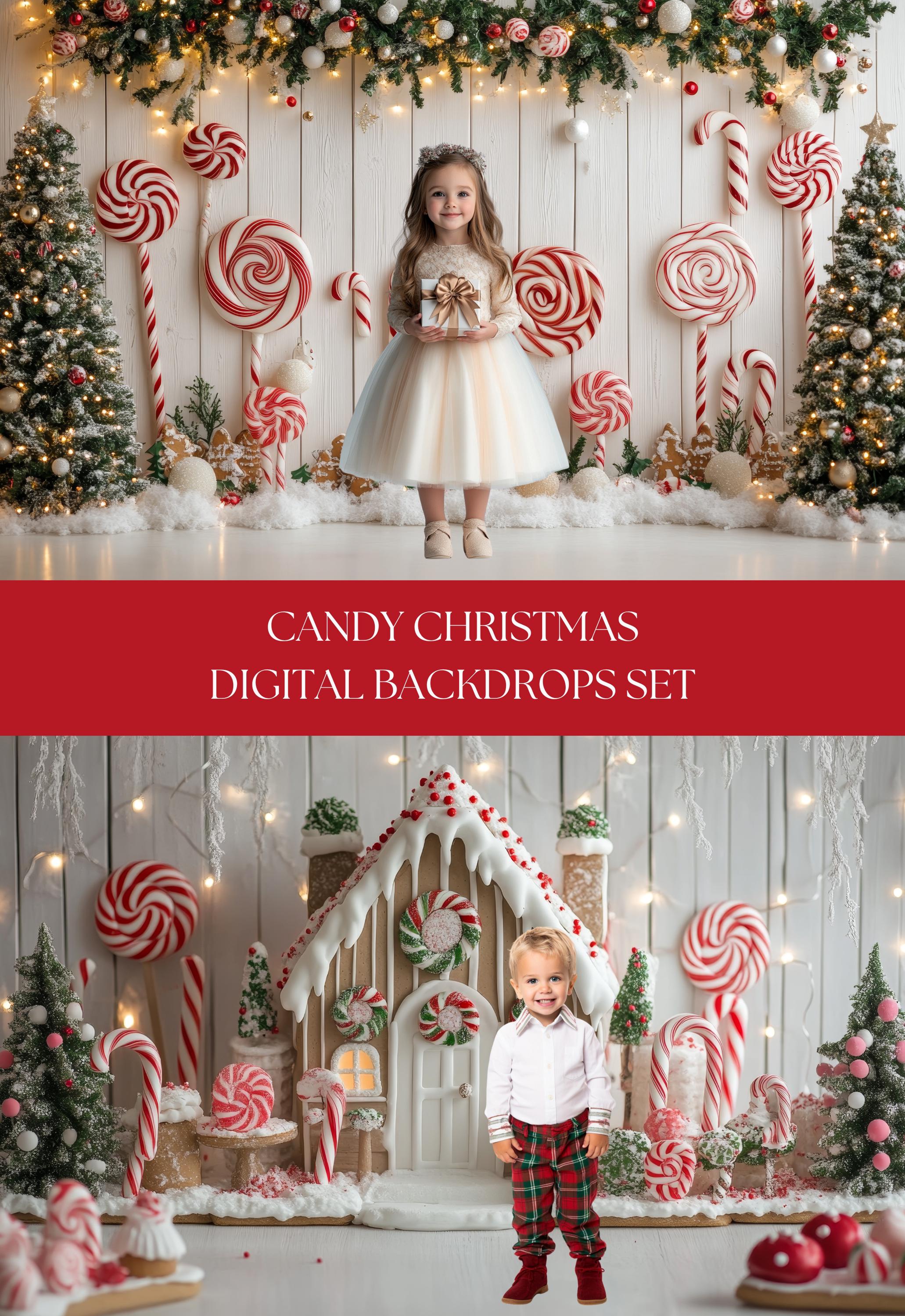 Christmas Peppermint Candy Digital Backdrops