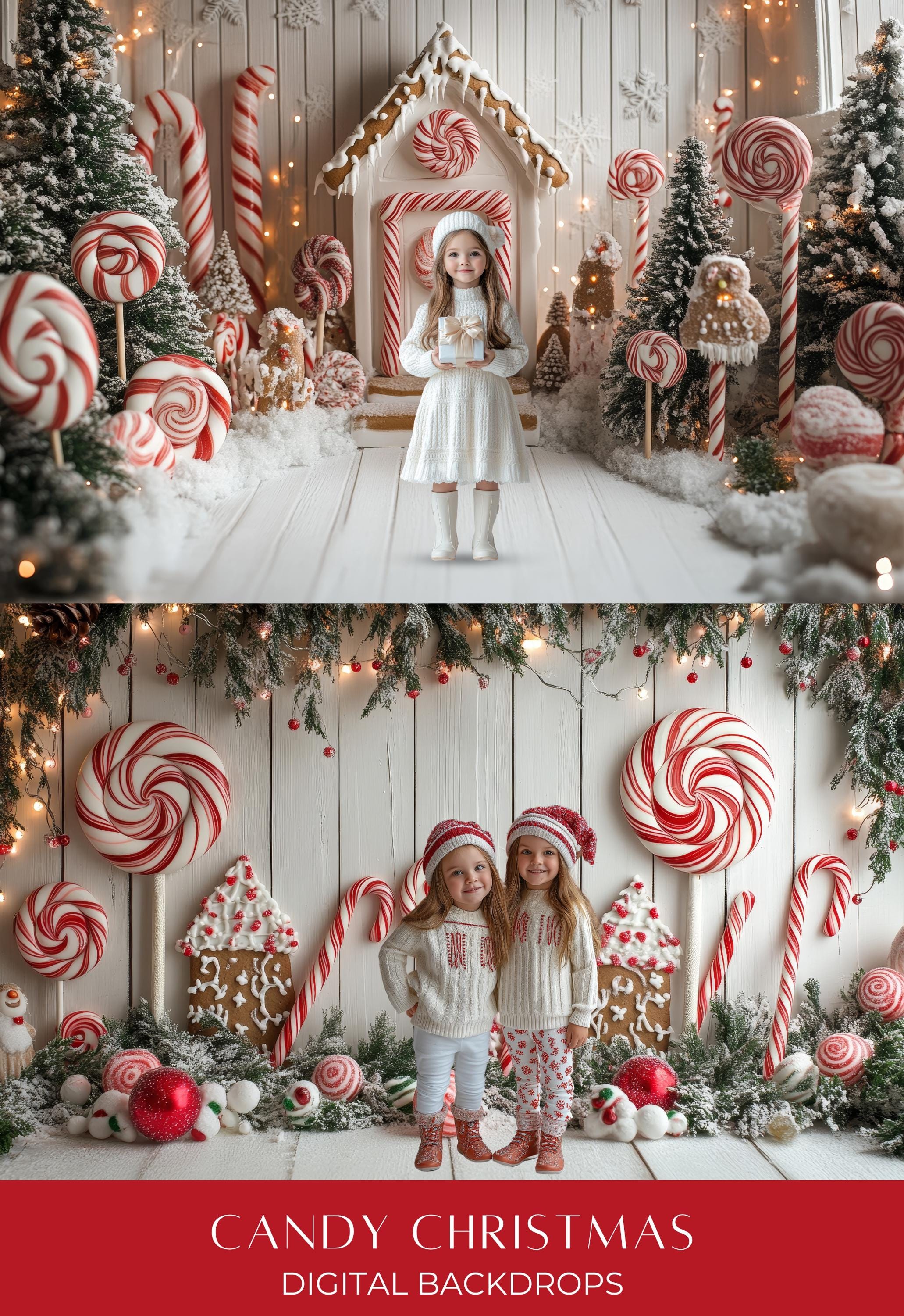 Christmas Peppermint Candy Digital Backdrops