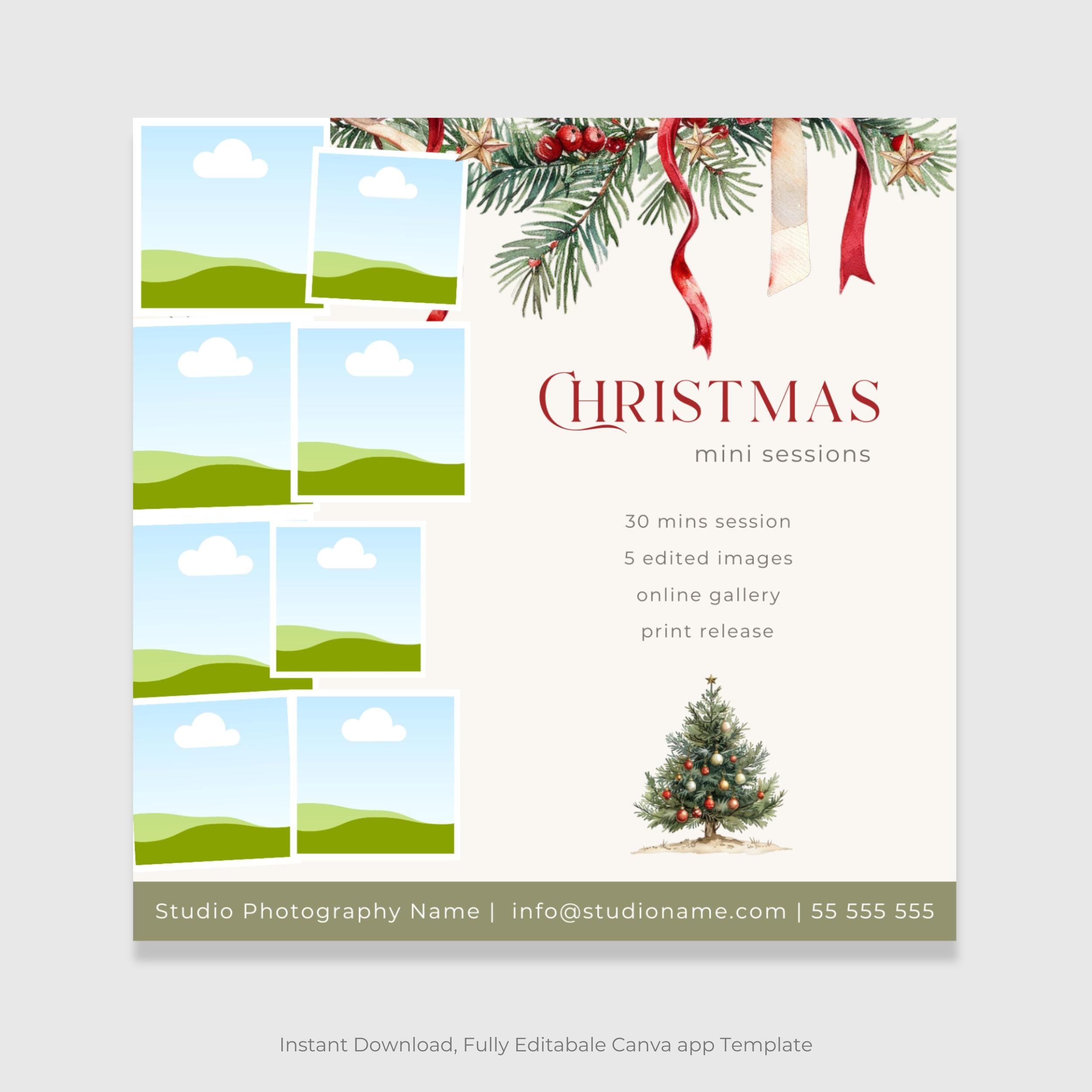 Christmas Mini Session Photography Canva Template