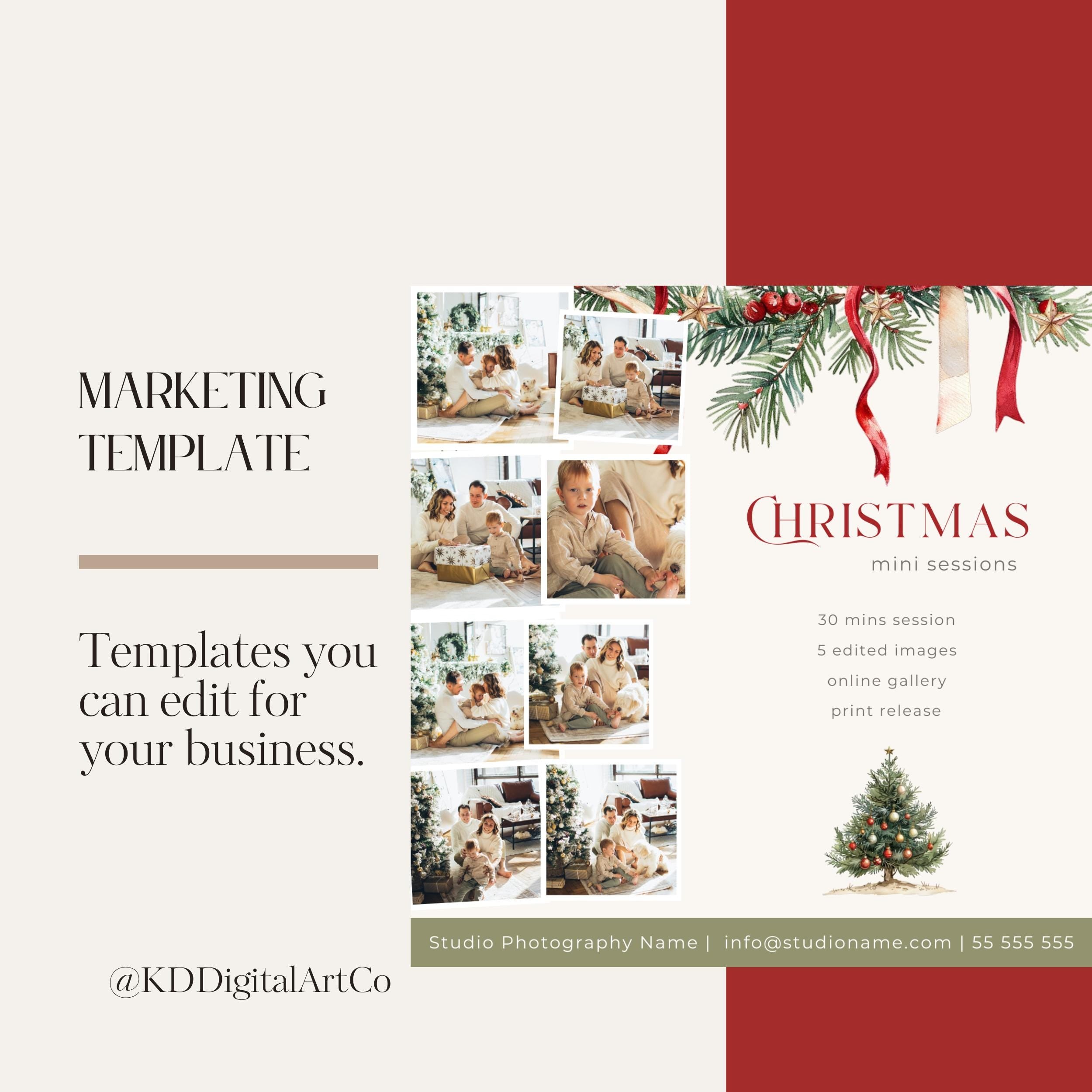 Christmas Mini Session Photography Canva Template