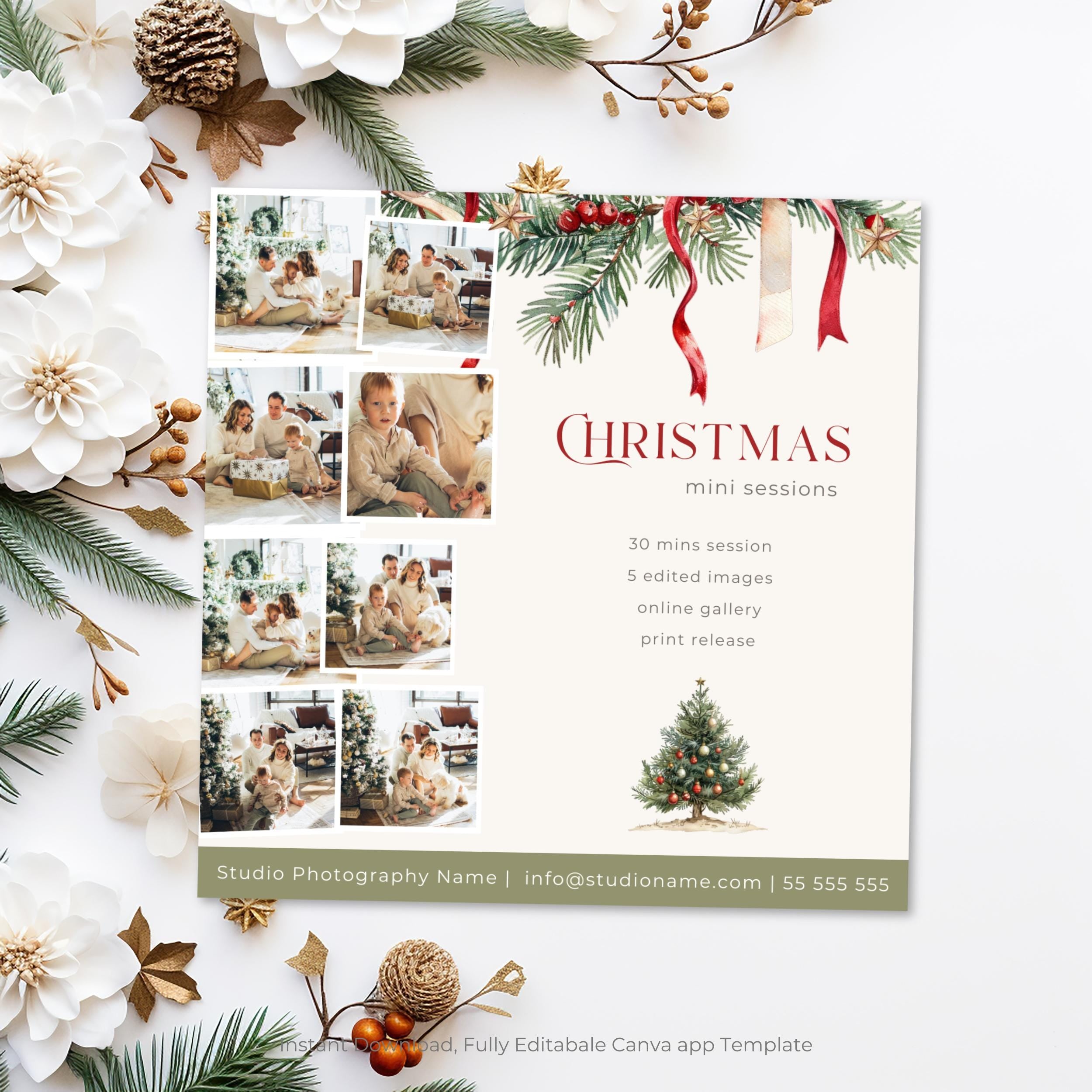 Christmas Mini Session Photography Canva Template
